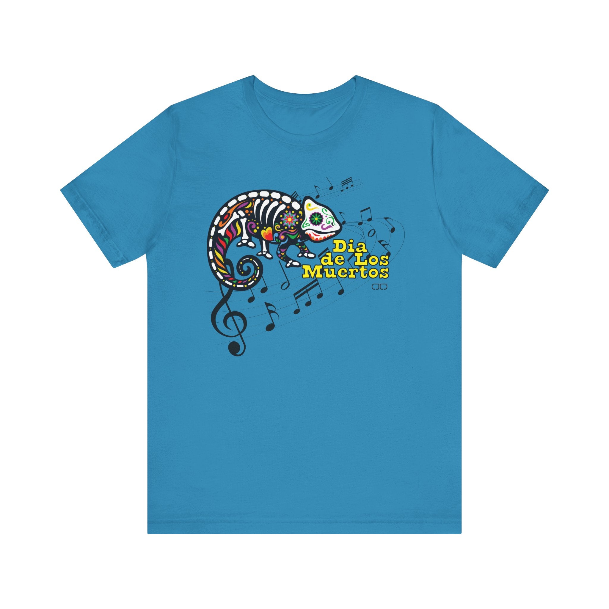 Dia de los Muertos Chameleon Tee, Unisex Jersey Short Sleeve T-Shirt, Colorful Skeleton Shirt, Halloween Outfit, Day of the Dead Gift