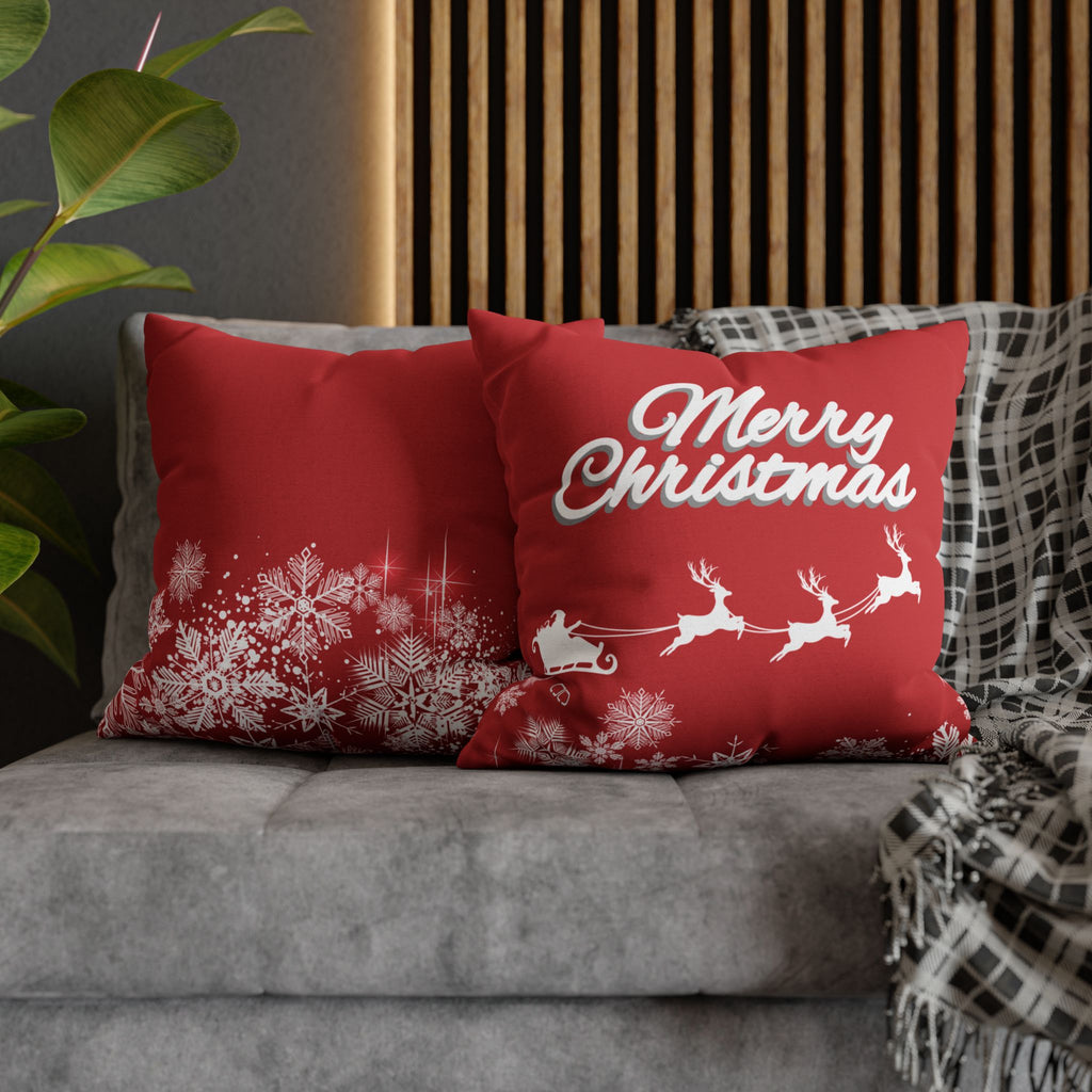 Merry Christmas Red Santa Sleigh Decorative Pillowcase
