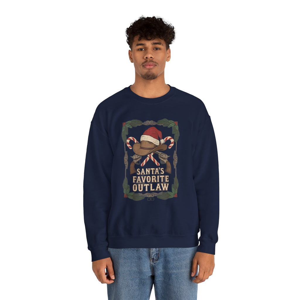 Christmas Cowboy Hat Sweatshirt — Santa Hat & Candy Cane Western Crewneck