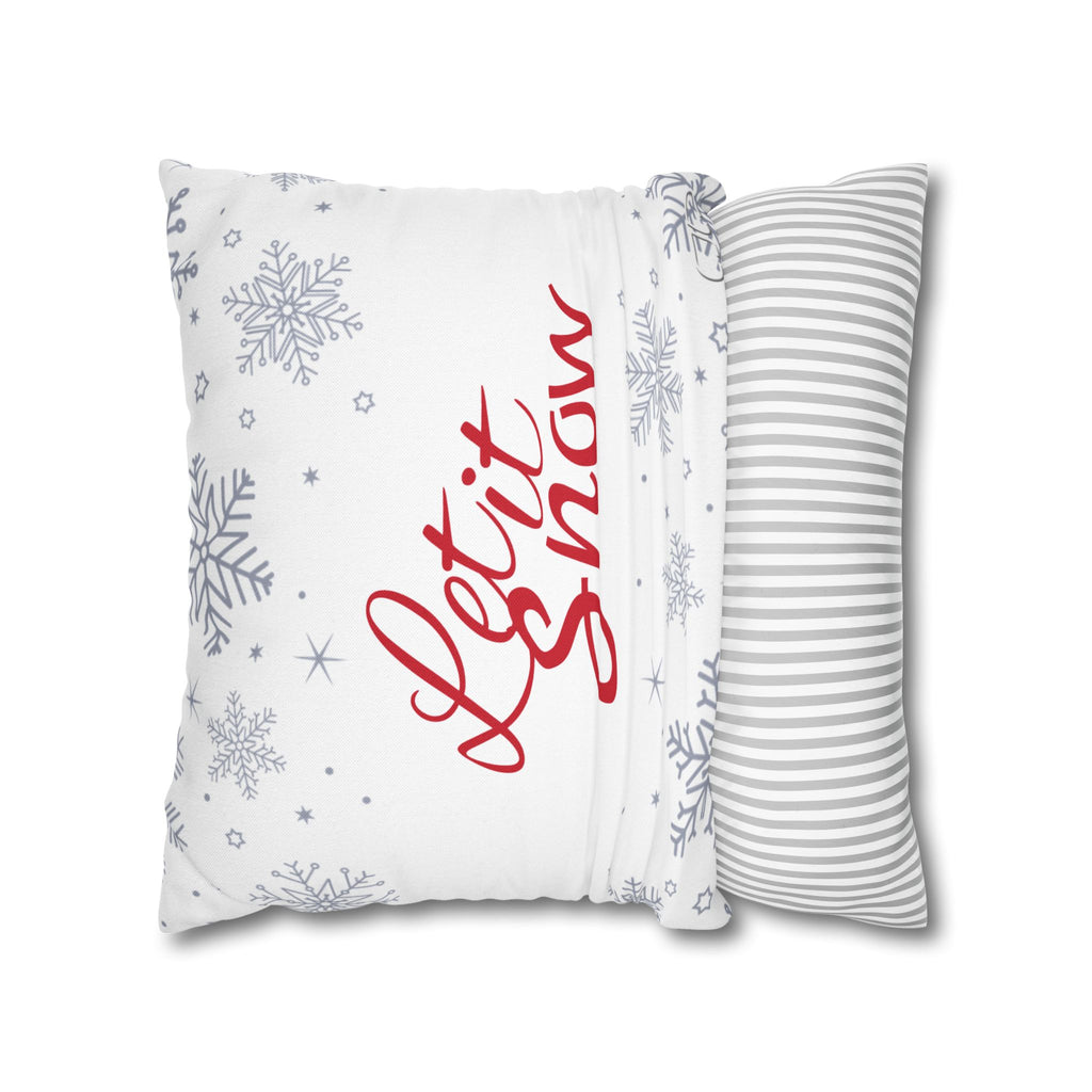Let It Snow Holiday Pillowcase - Festive Snowflake Decorative Throw Pillow