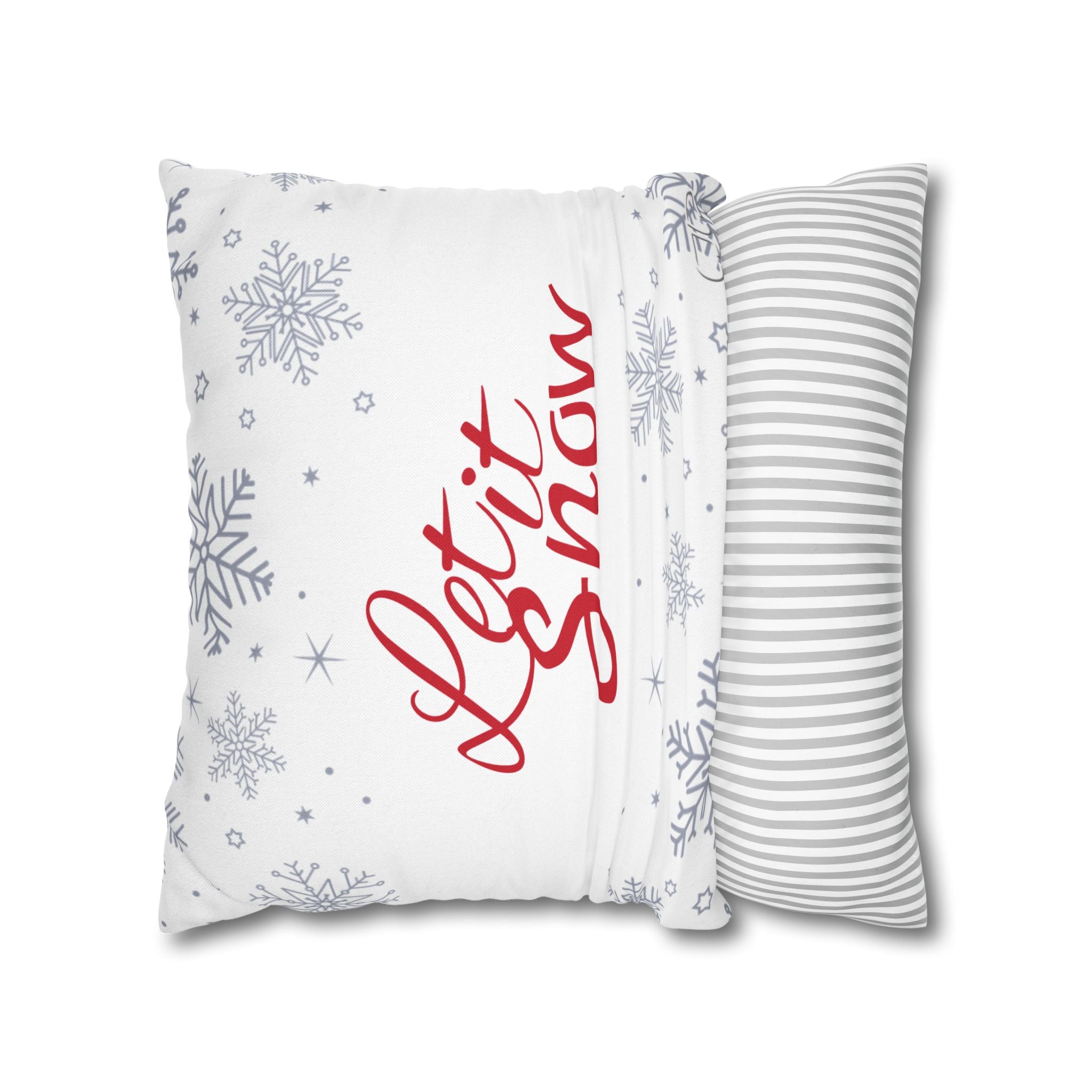 Let It Snow Holiday Pillowcase - Festive Snowflake Decorative Throw Pillow