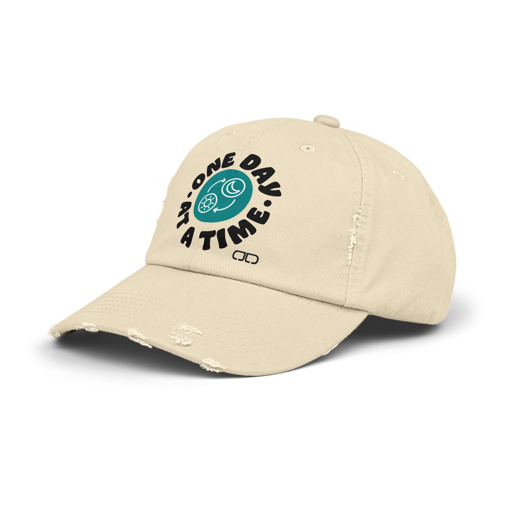 One Day at a Time Distressed Cap | Casual Style, Relaxed Fit, Gift for Him/Her, Summer Accessory, Motivational Wear