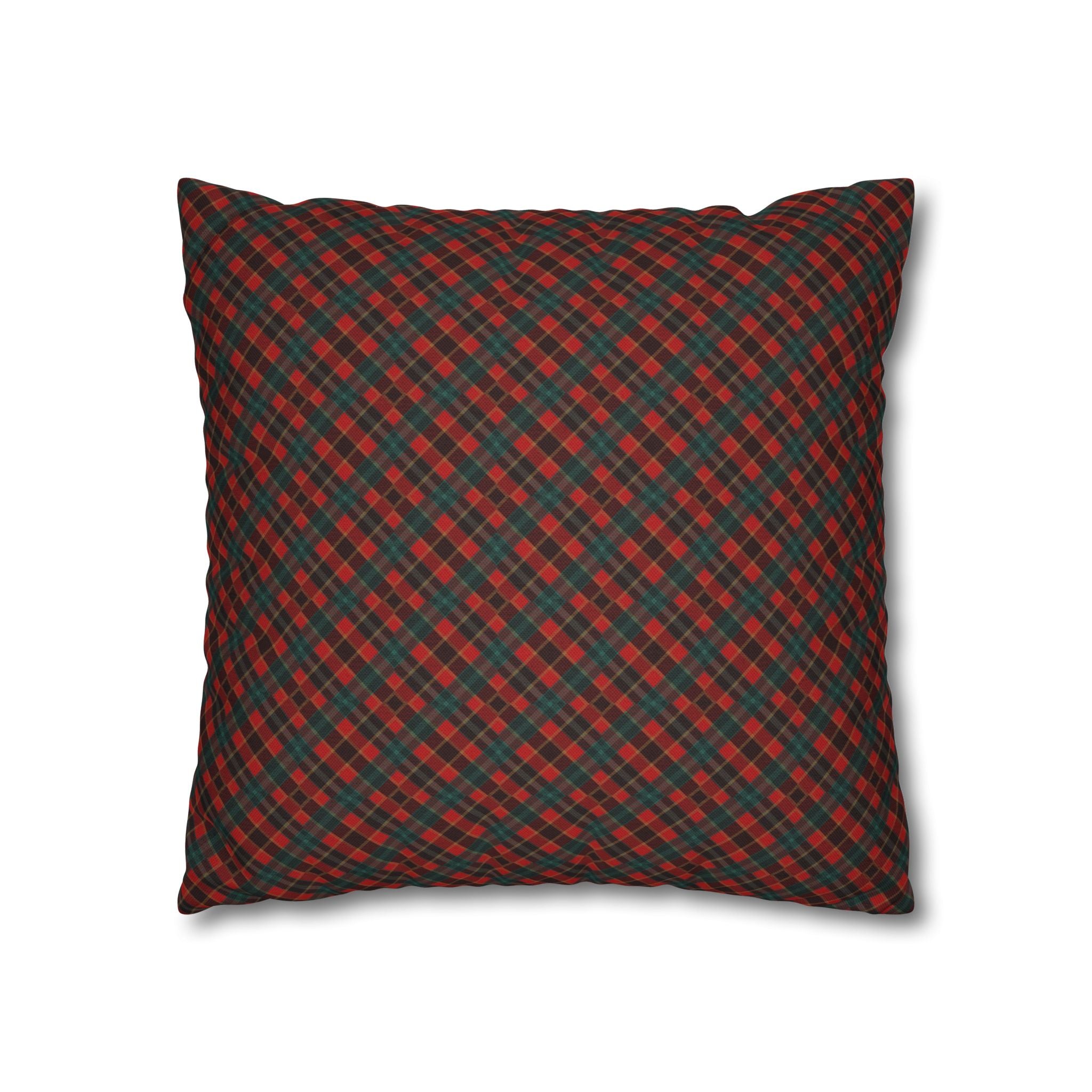 Merry Christmas Plaid Pillowcase - Red & Green Holiday Throw Pillow Cover