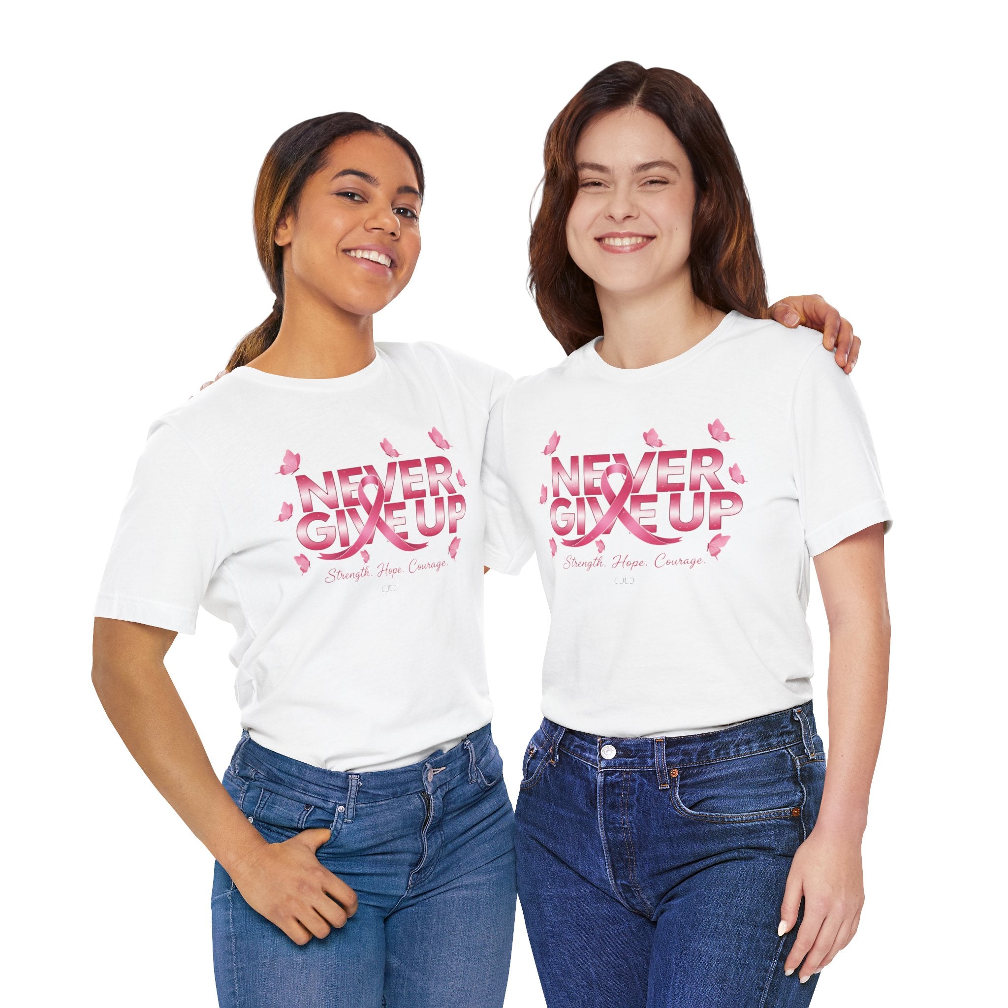 Never Give Up Inspirational Cancer Awareness Tee, Unisex Jersey Tee,  Gift for Survivors, Support Community T-Shirt