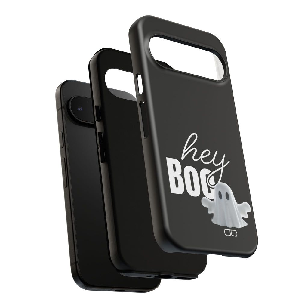 Hey Boo Tough Case, Ghost-Themed Phone Case, Cute Halloween Accessory, Spooky Gift for Friends, Tech Halloween Decor