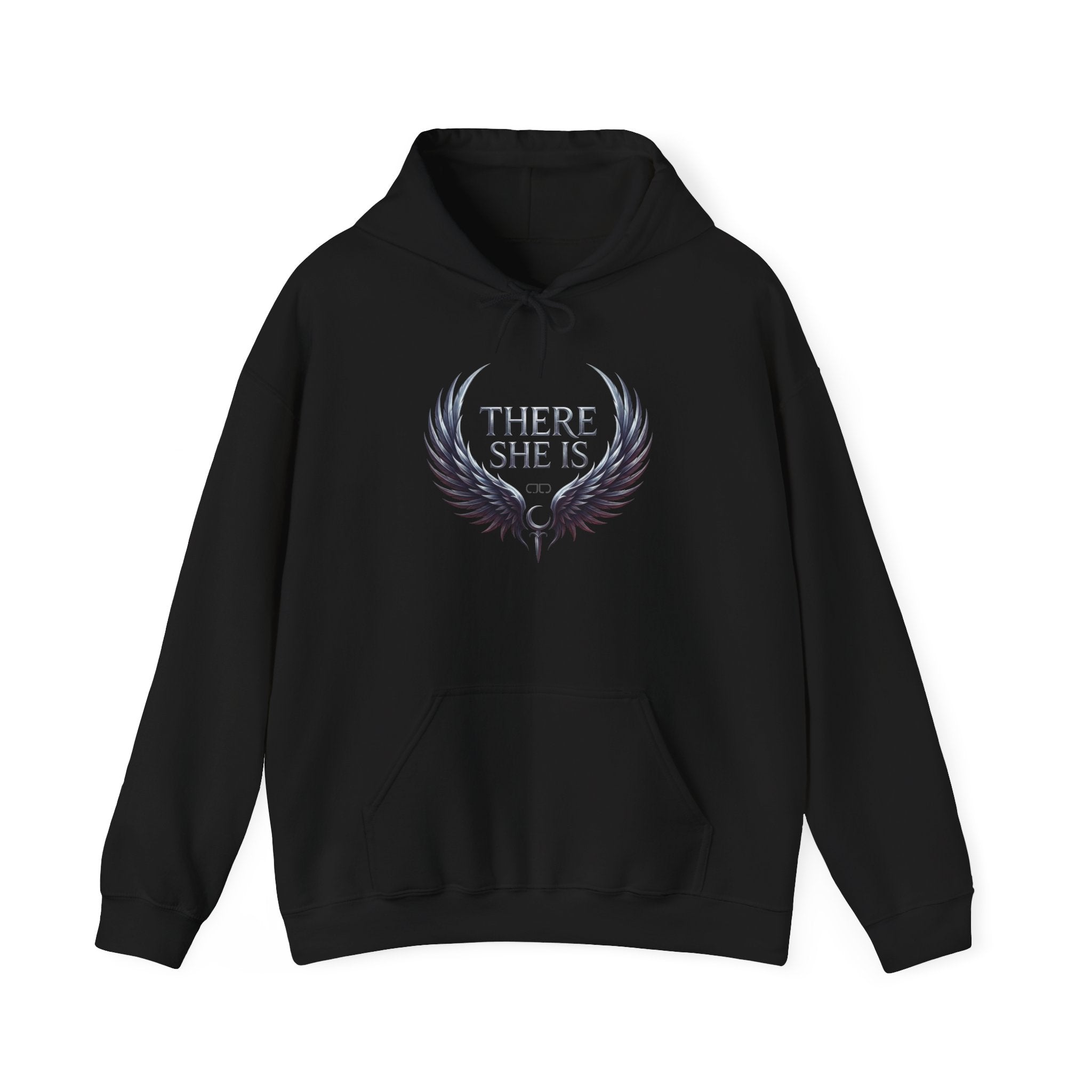 'There She Is' Winged Emblem Graphic Hoodie