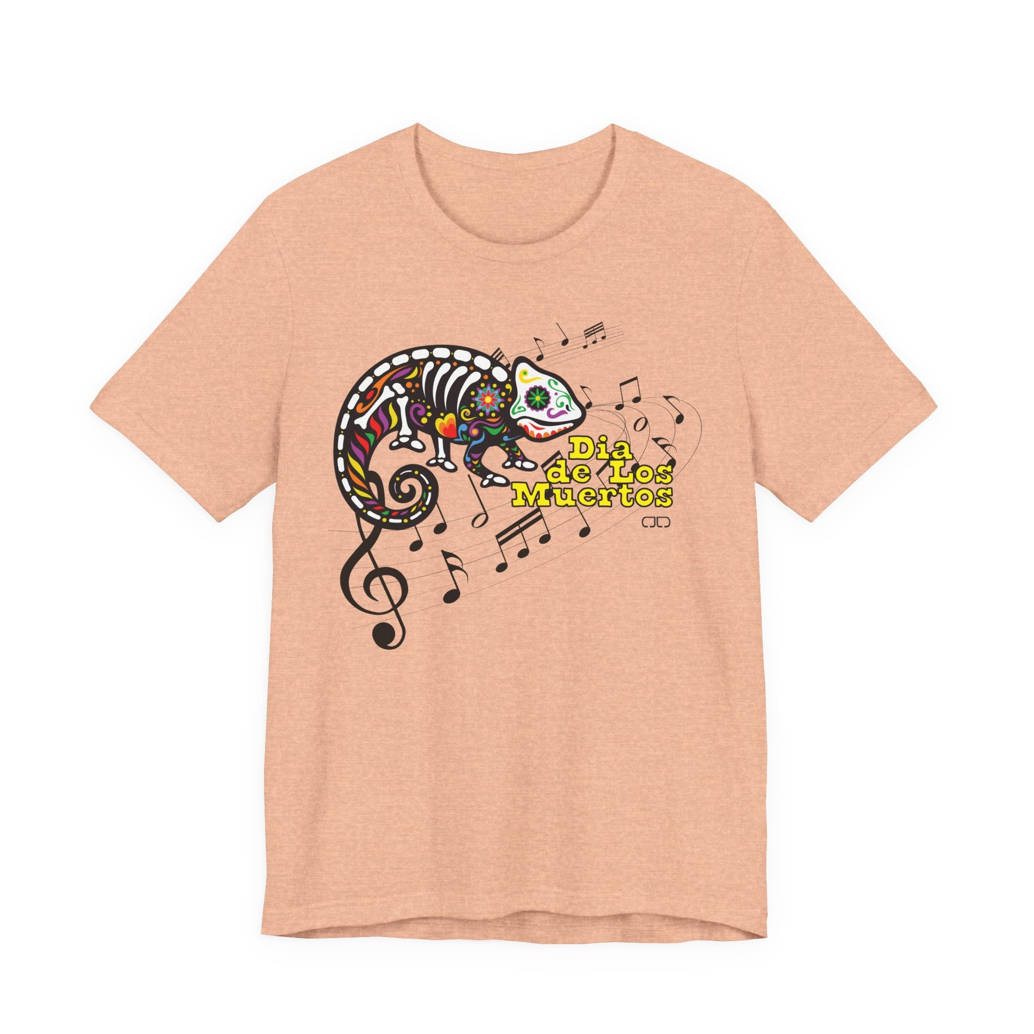 Dia de los Muertos Chameleon Tee, Unisex Jersey Short Sleeve T-Shirt, Colorful Skeleton Shirt, Halloween Outfit, Day of the Dead Gift