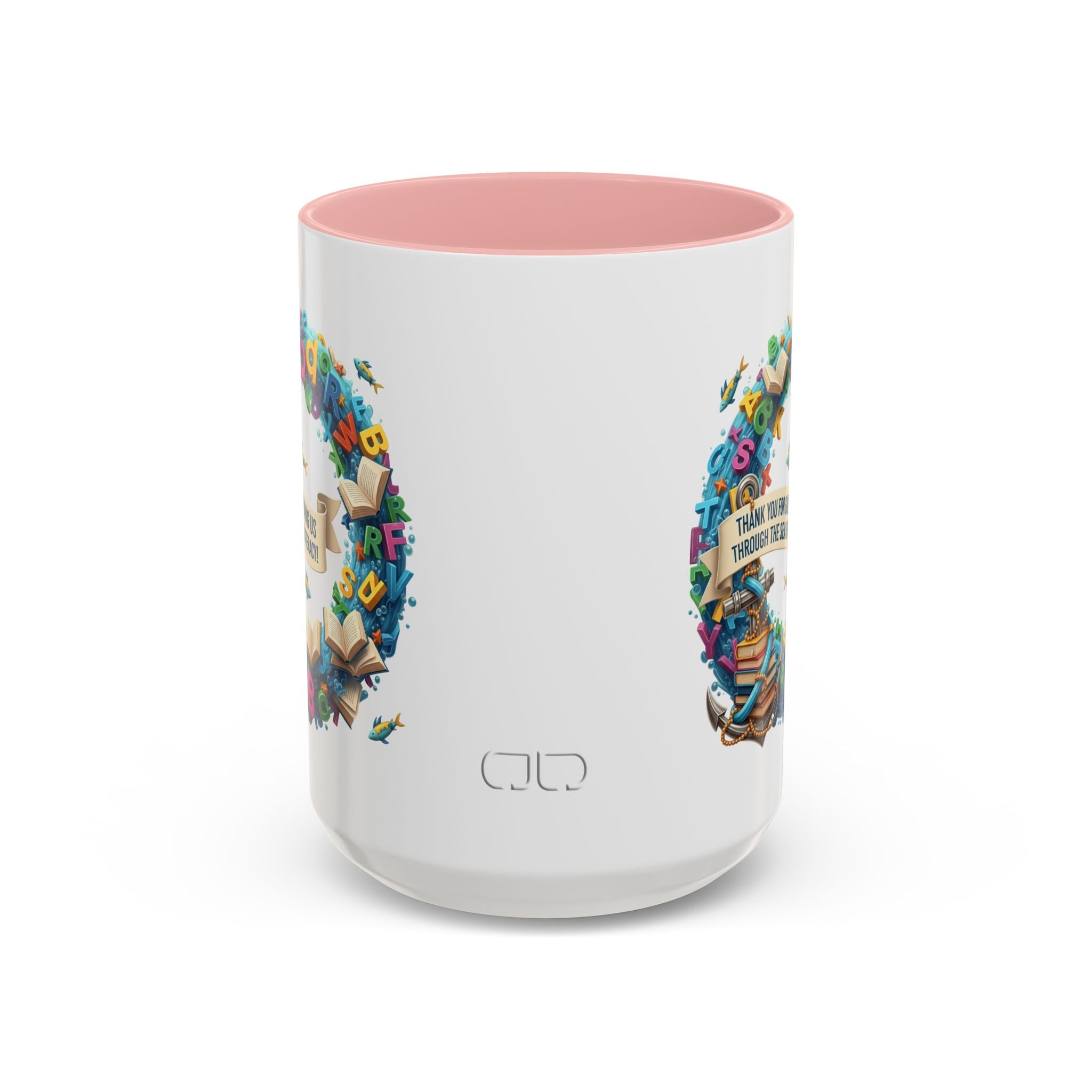 Sea of Literacy Colorful Book Lover's Accent Coffee Mug | Perfect for Home, Office, or Gift | Reading, Study, Library Decor, Teacher Appreciation