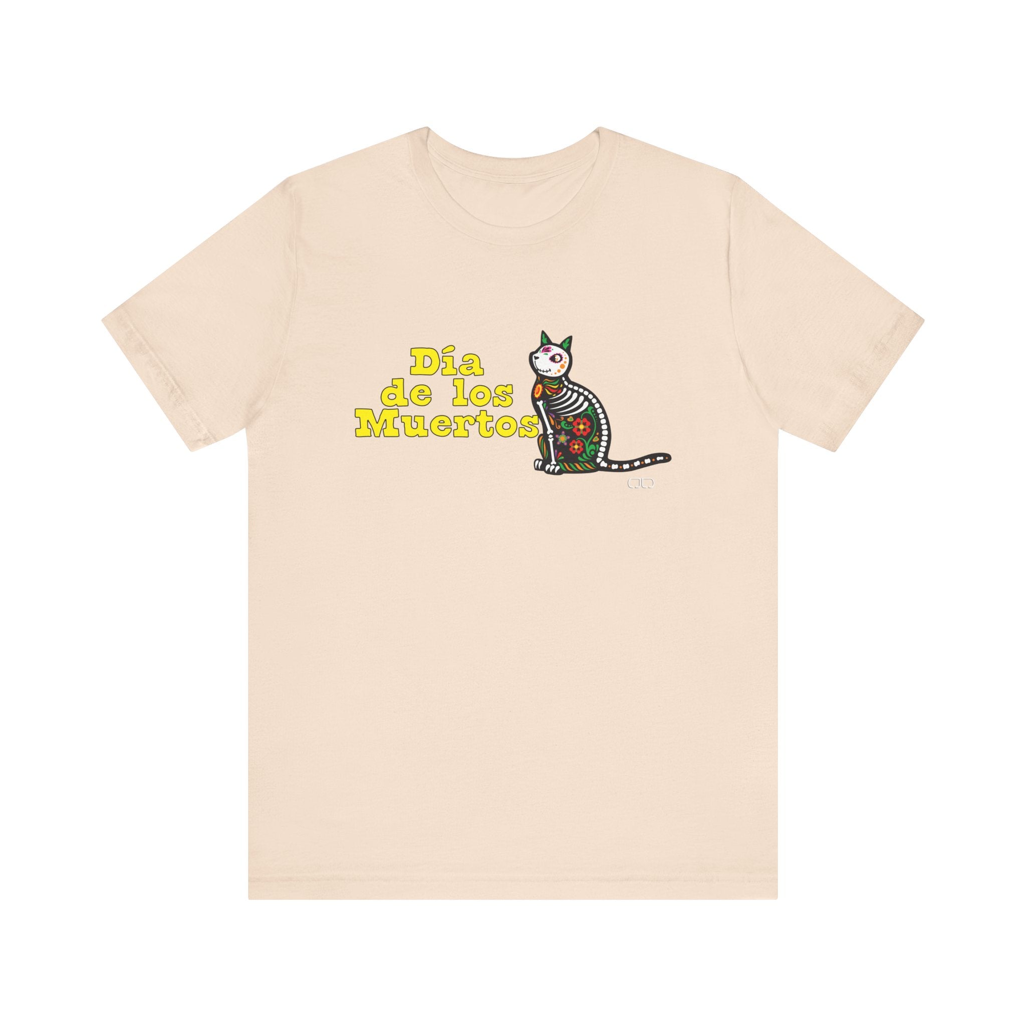 Dia de los Muertos Cat Tee, Unisex Jersey Short Sleeve T-Shirt for Celebrations, Halloween, Day of the Dead, Festive Vibe, Cat Lovers