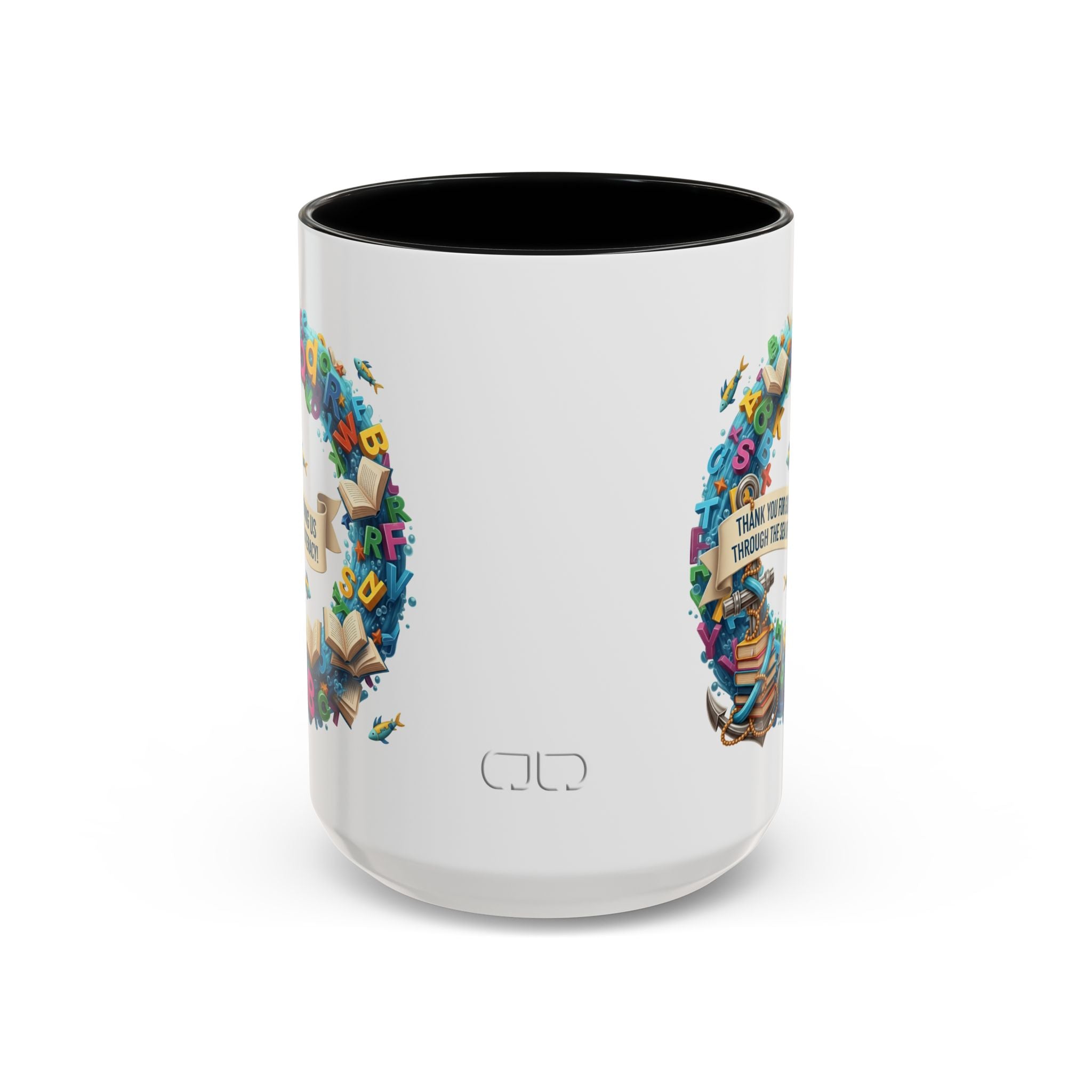 Sea of Literacy Colorful Book Lover's Accent Coffee Mug | Perfect for Home, Office, or Gift | Reading, Study, Library Decor, Teacher Appreciation
