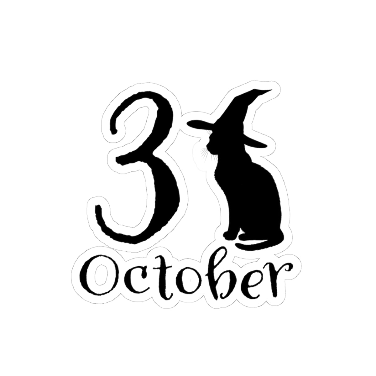 October 31st Halloween Cat Kiss-Cut Stickers, Vinyl Decals, Cute Spooky Stickers for Planners, Halloween Party Decor, Laptop Stickers