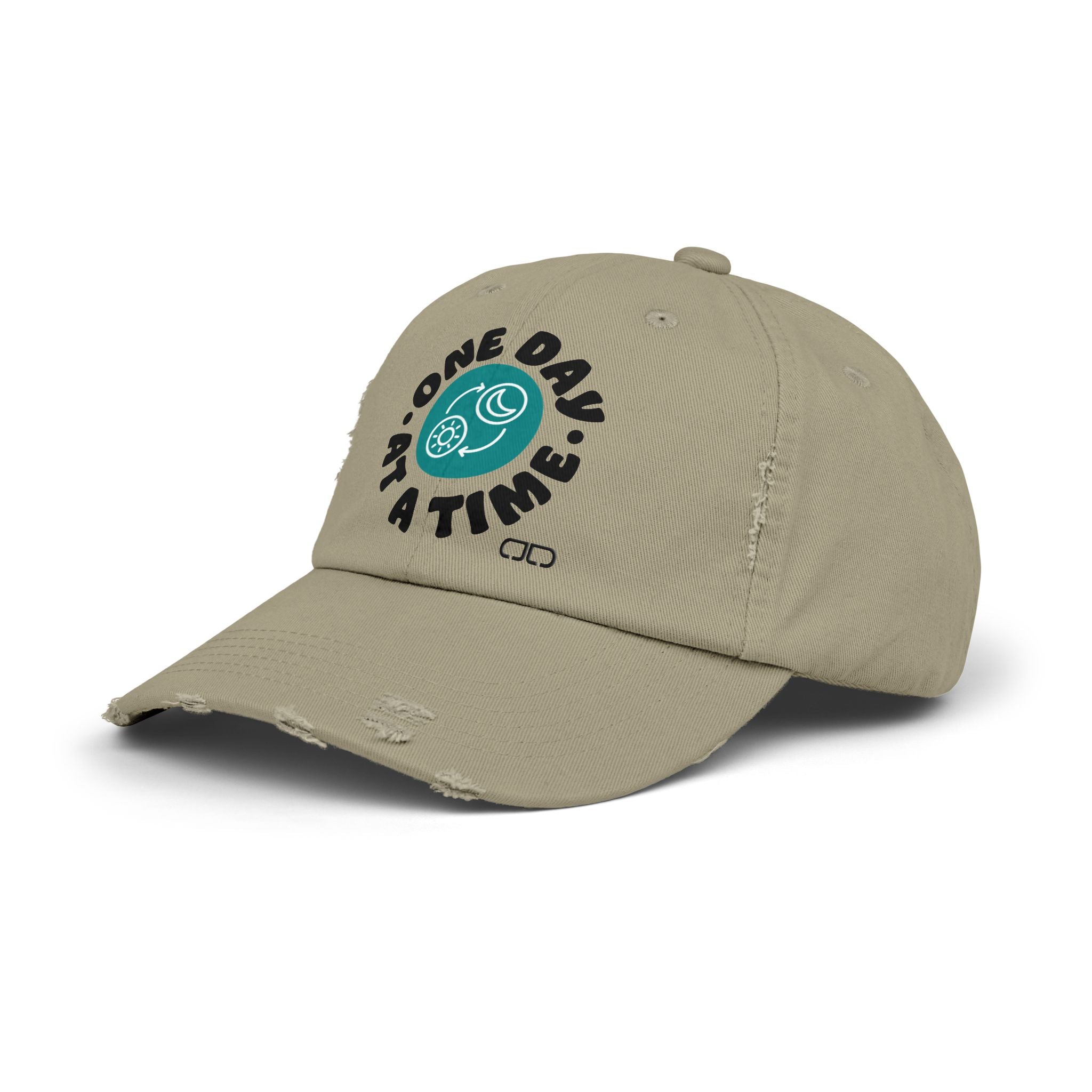 One Day at a Time Distressed Cap | Casual Style, Relaxed Fit, Gift for Him/Her, Summer Accessory, Motivational Wear