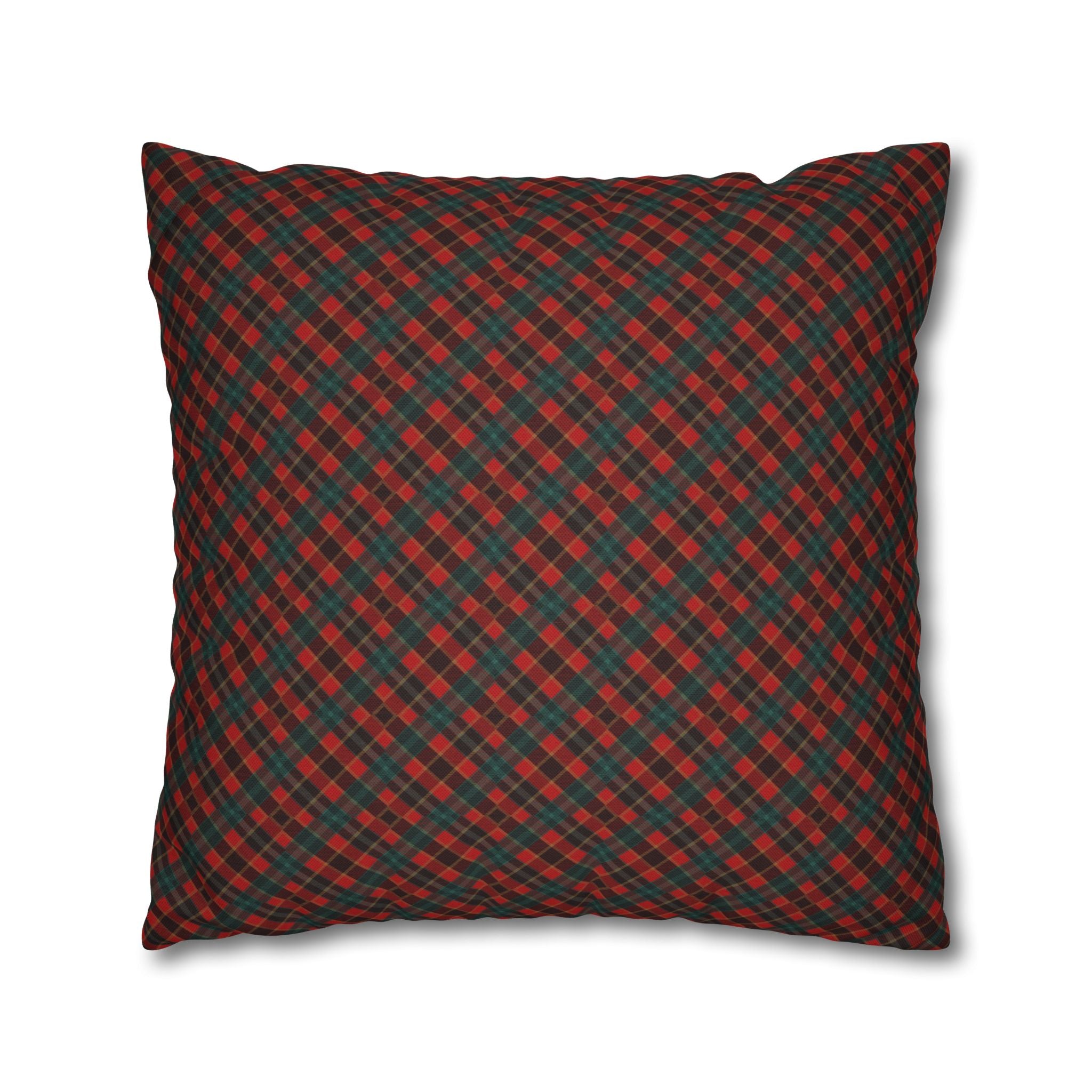Merry Christmas Plaid Pillowcase - Red & Green Holiday Throw Pillow Cover