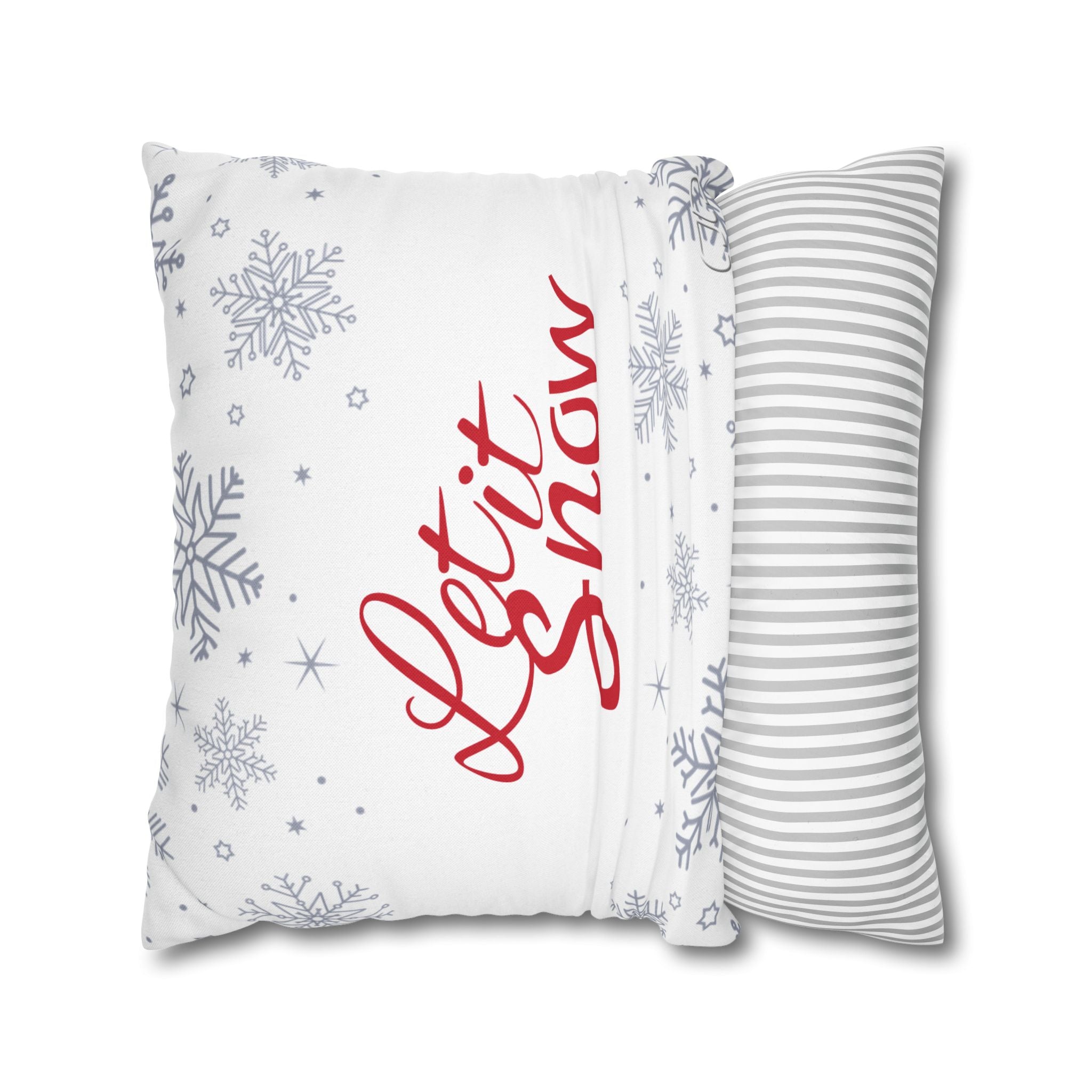Let It Snow Holiday Pillowcase - Festive Snowflake Decorative Throw Pillow