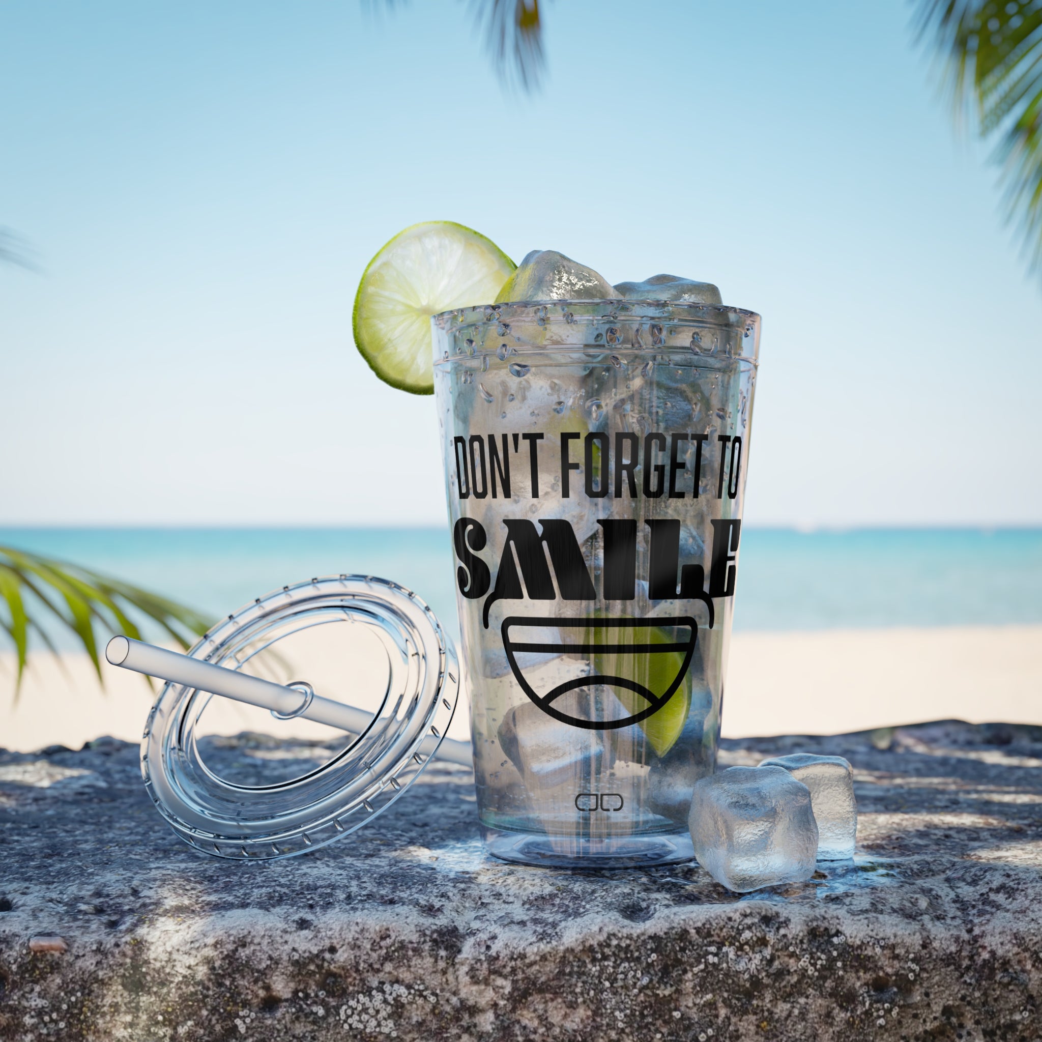 Don't Forget to Smile - Fun Travel Mug, Motivational Drinkware, Summer Beach Cup, Gift for Friends, [...]
