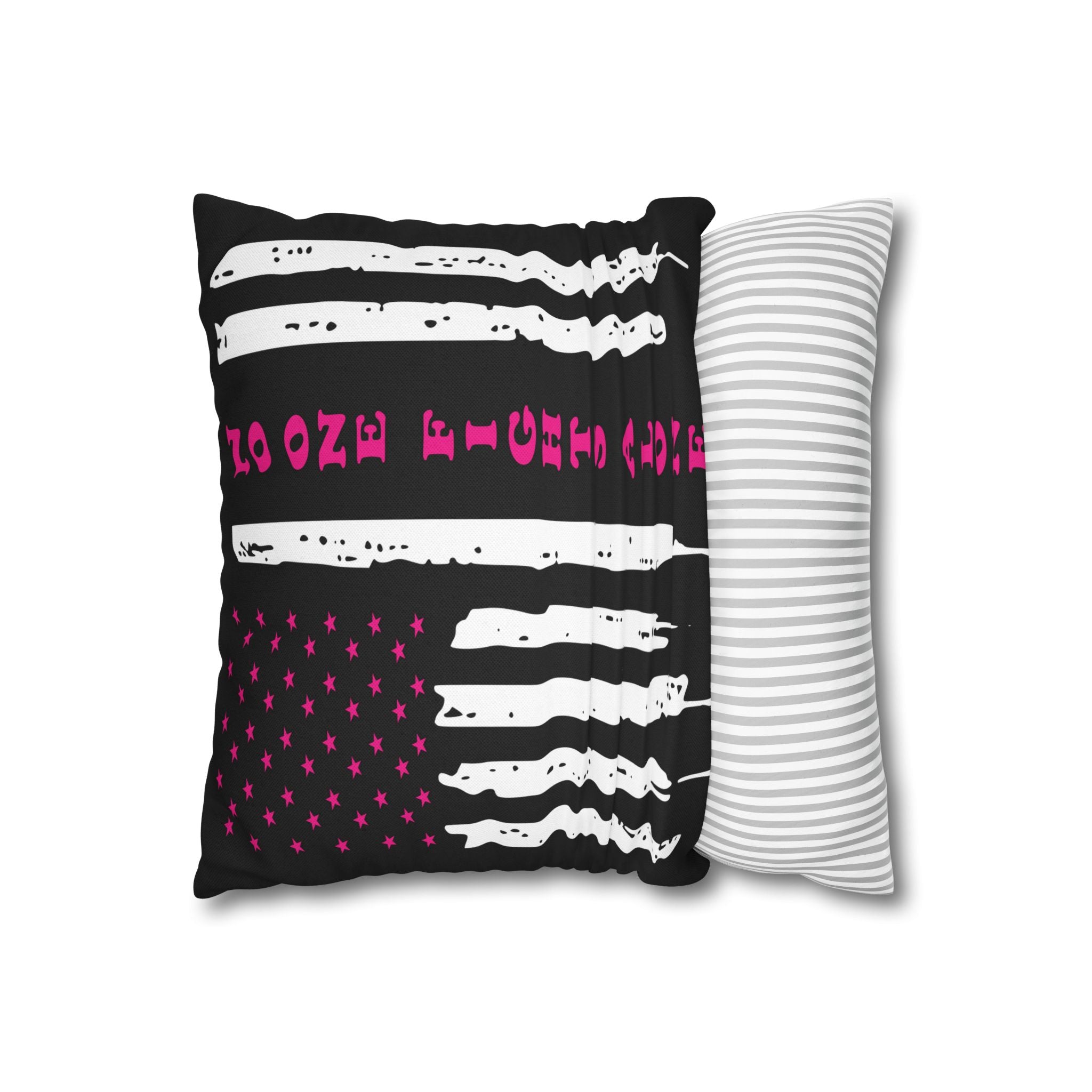Breast Cancer Awareness Patriotic Flag Pillowcase - Home Decor, Gift for Veterans, USA Pride, Supportive Decor, Motivational Quotes