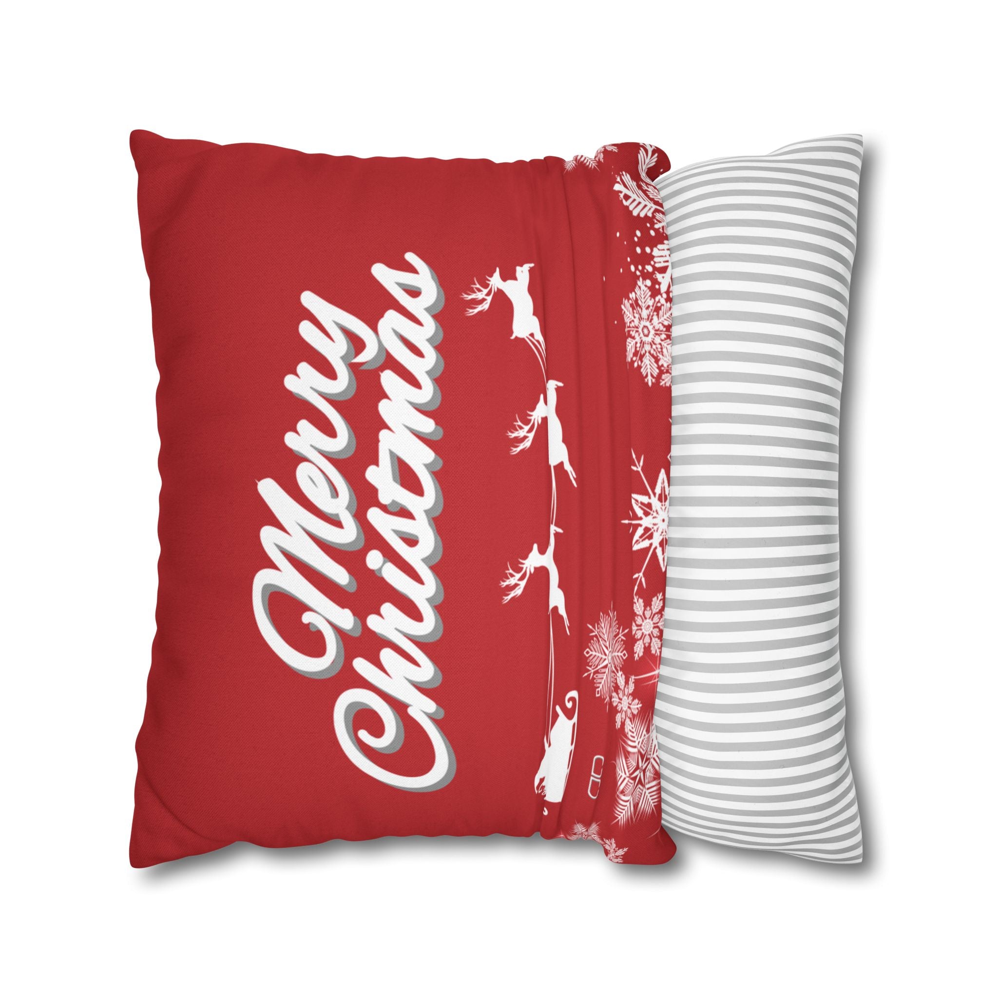 Merry Christmas Red Santa Sleigh Decorative Pillowcase