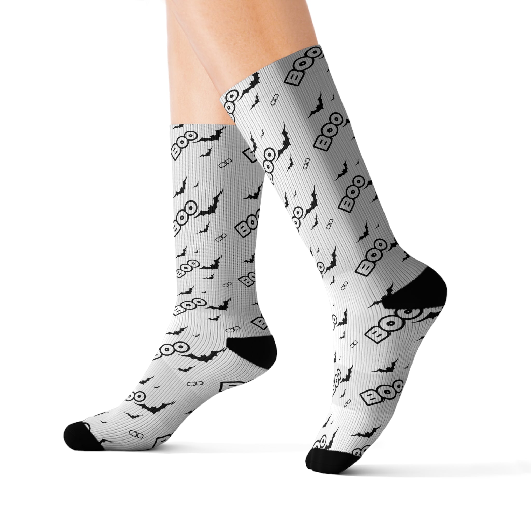 BOO Spooky Halloween Socks, Fun Novelty Socks, Boo Socks for Fall, Customizable Sublimation Socks, Unique Gift Idea