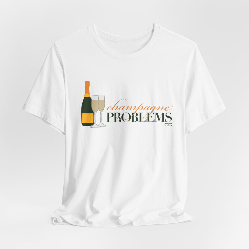 Champagne Problems Tee — Graphic Wine Bottle & Glasses Shirt