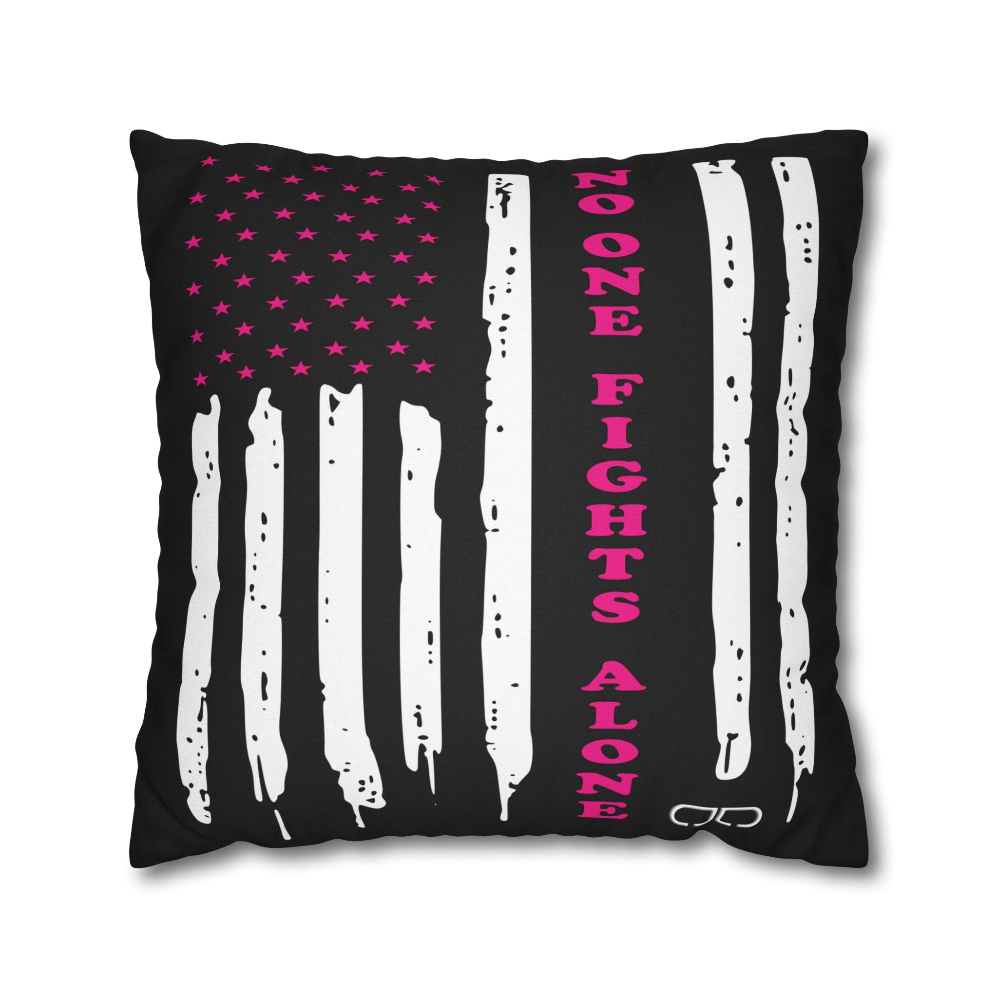 Breast Cancer Awareness Patriotic Flag Pillowcase - Home Decor, Gift for Veterans, USA Pride, Supportive Decor, Motivational Quotes