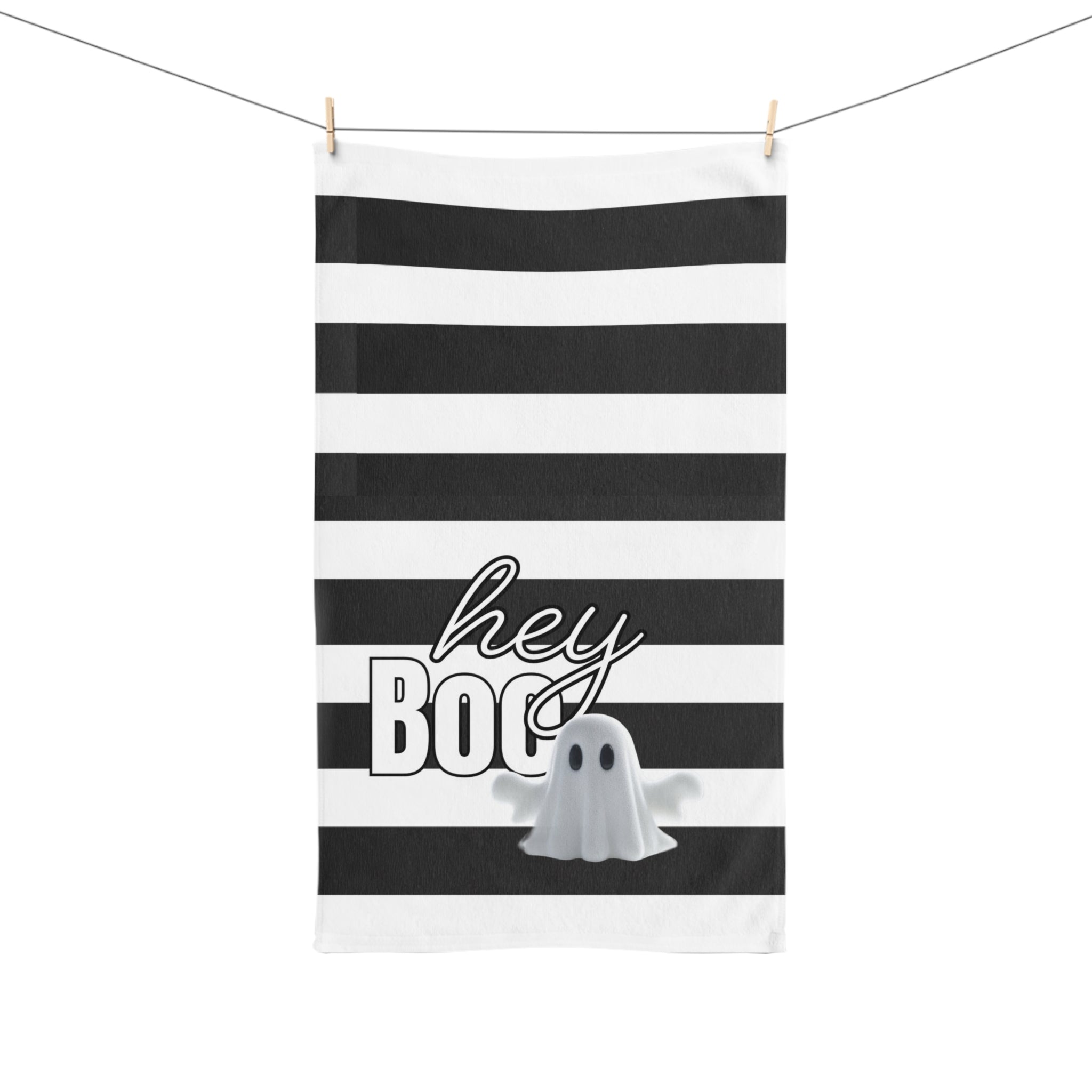 Hey Boo Halloween Hand Towel, Fun Decorative Towels, Kitchen Accessories, Ghost Themed Decor, Spooky Home Essentials