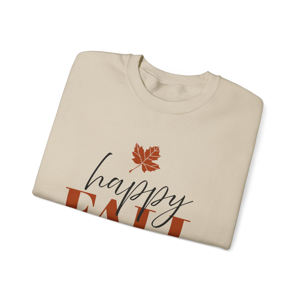 Happy Fall Sweatshirt — Cozy Autumn Crewneck with Leaf Graphic