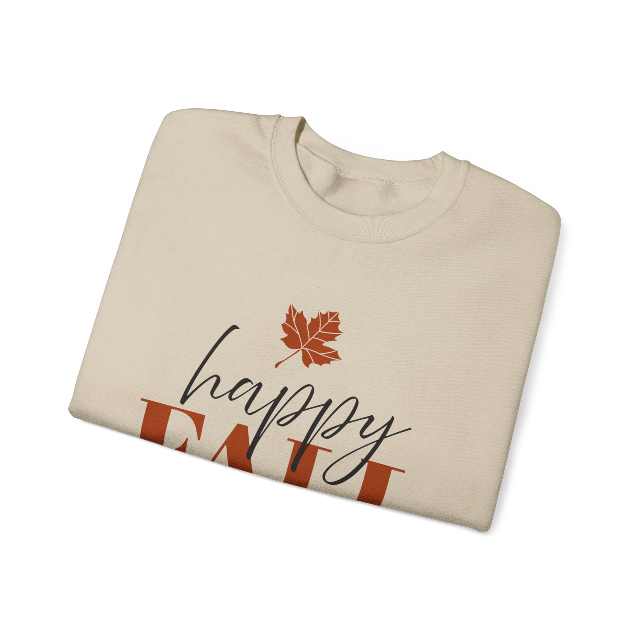 Happy Fall Sweatshirt — Cozy Autumn Crewneck with Leaf Graphic