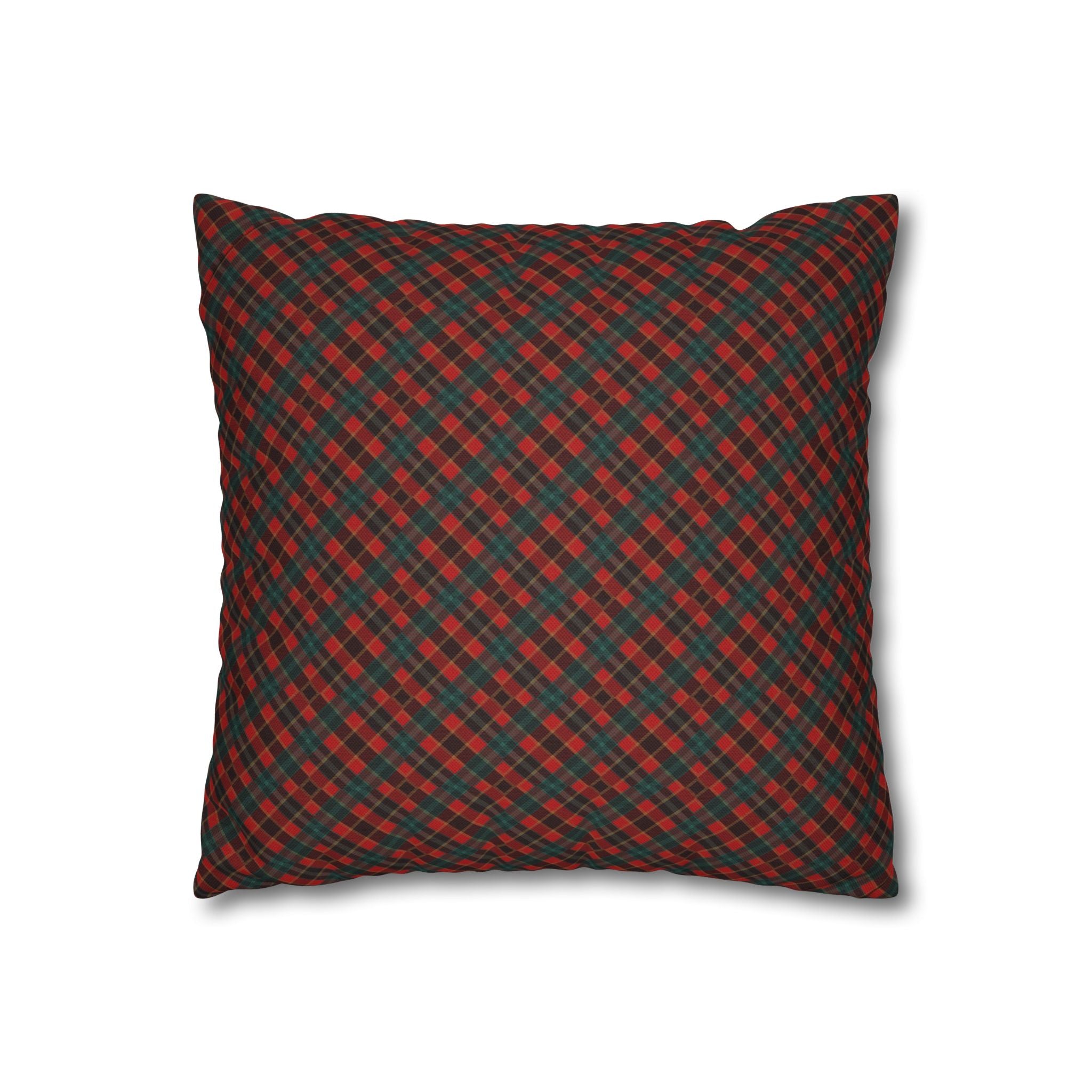 Merry Christmas Plaid Pillowcase - Red & Green Holiday Throw Pillow Cover