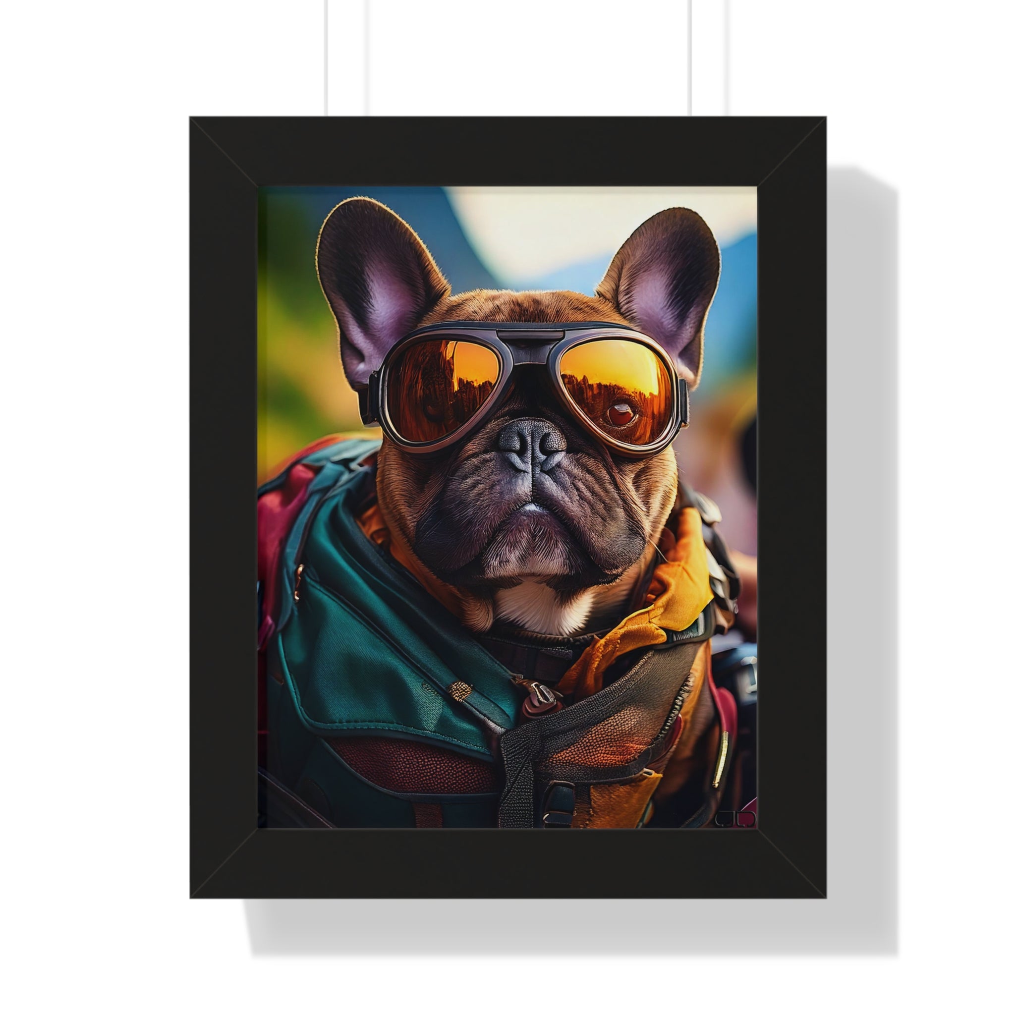 French Bulldog in Motorcyle Leathers Framed Poster - Cool Pet Art, Home Decor, Dog Lover Gift, Unique Wall Art, Pet Enthusiast Decor