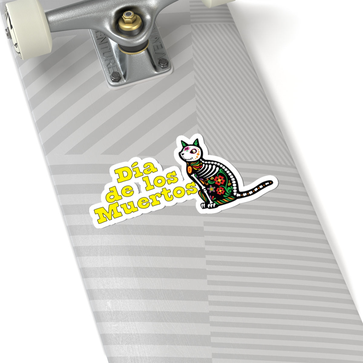 Colorful Dia de Los Muertos Cat Kiss-Cut Stickers, Halloween Decor, Day of the Dead Accessories, Laptop Stickers, Fun Gift Idea