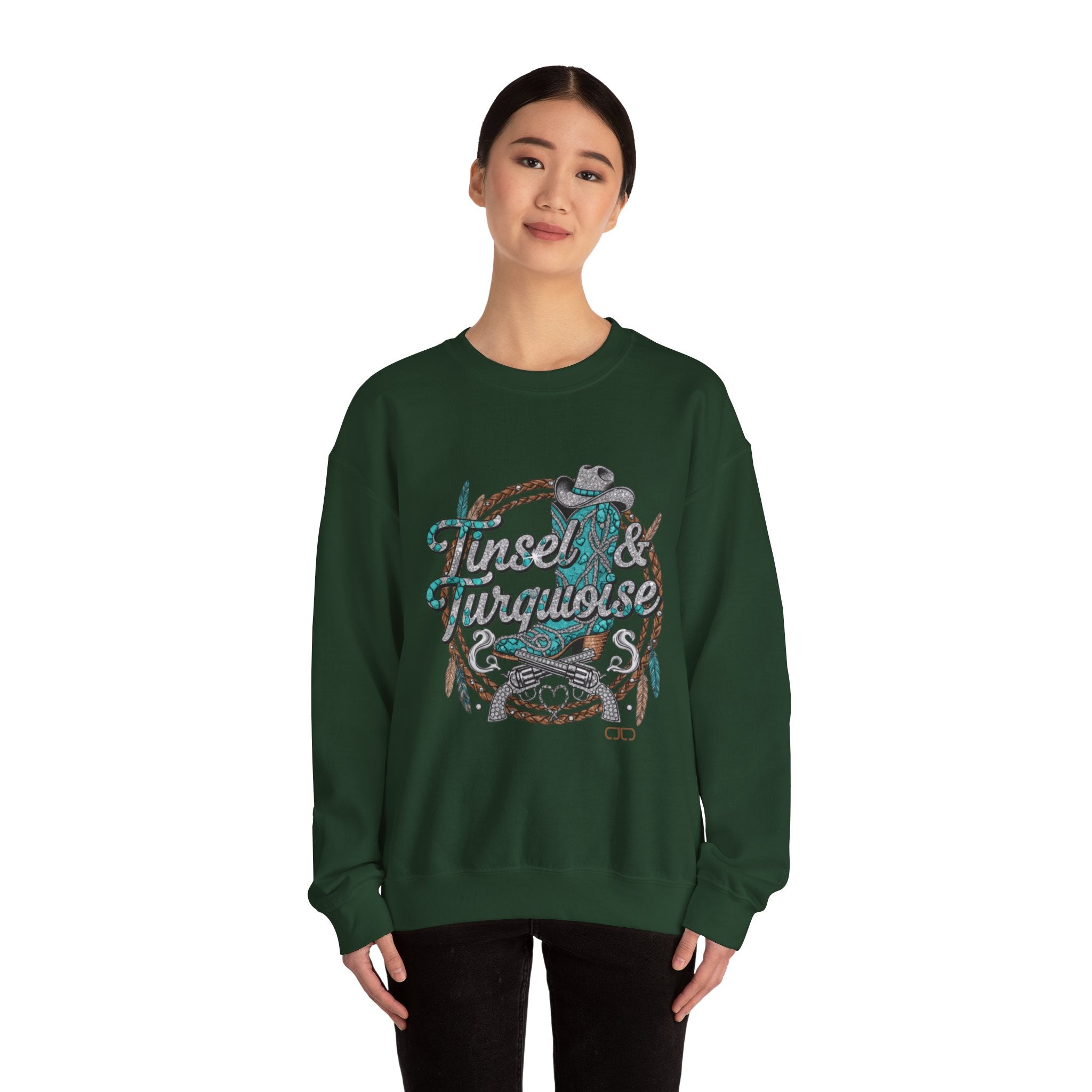 Tinsel & Turquoise Sweatshirt — Western Christmas Crewneck