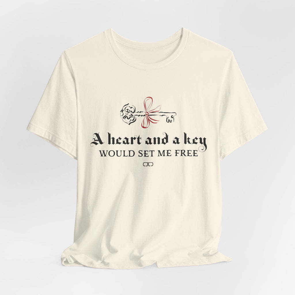 Heart and a Key Tee — "A heart and a key would set me free" Romantic Graphic T-Shirt