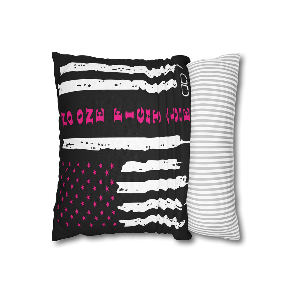 Breast Cancer Awareness Patriotic Flag Pillowcase - Home Decor, Gift for Veterans, USA Pride, Supportive Decor, Motivational Quotes