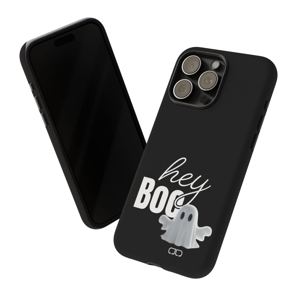 Hey Boo Tough Case, Ghost-Themed Phone Case, Cute Halloween Accessory, Spooky Gift for Friends, Tech Halloween Decor