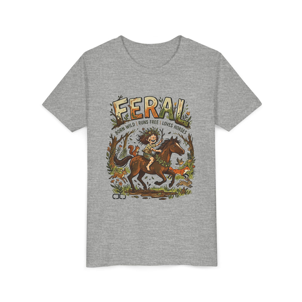 "FERAL" Horse Rider Graphic Kids T‑Shirt