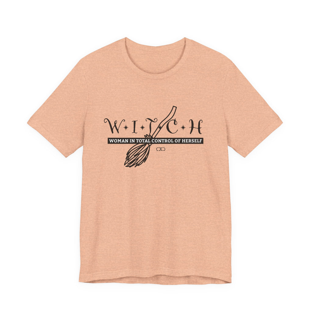 Witch Woman In Control of Herself Tee - Unisex Jersey Short Sleeve Shirt, Perfect for Witches, Gift for Halloween, Spiritual Wear, Self-Empowerment Apparel