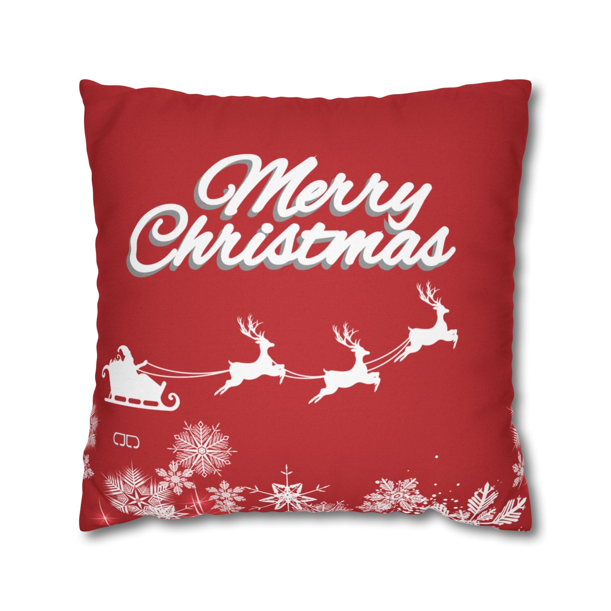 Merry Christmas Red Santa Sleigh Decorative Pillowcase