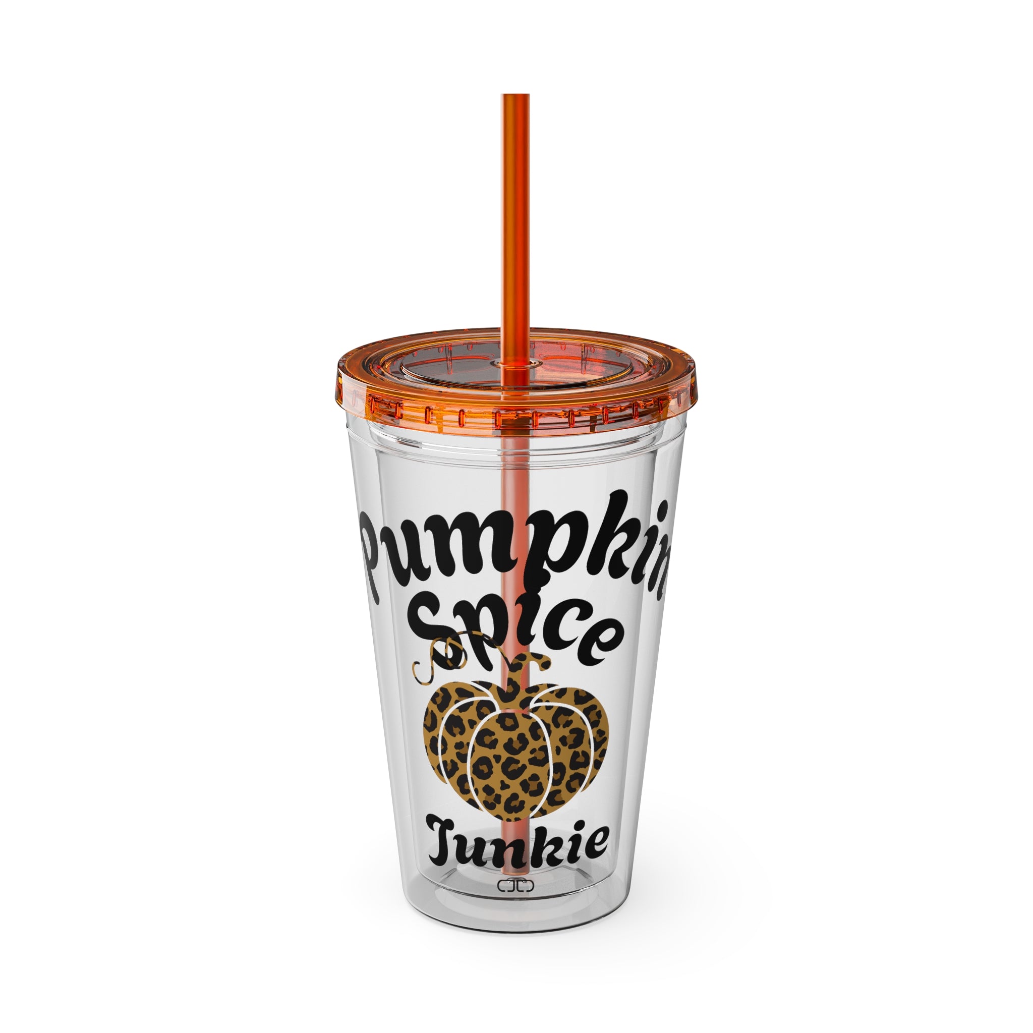 Pumpkin Spice Tumbler, 16oz Travel Cup for Fall Lovers, Cute Gift for Coffee Drinkers, Reusable Straw Included, Perfect for Autumn Days