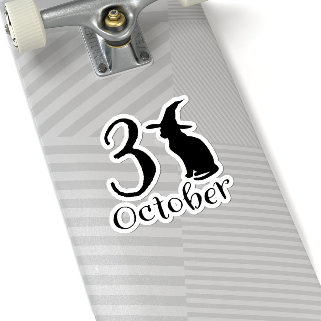 October 31st Halloween Cat Kiss-Cut Stickers, Vinyl Decals, Cute Spooky Stickers for Planners, Halloween Party Decor, Laptop Stickers