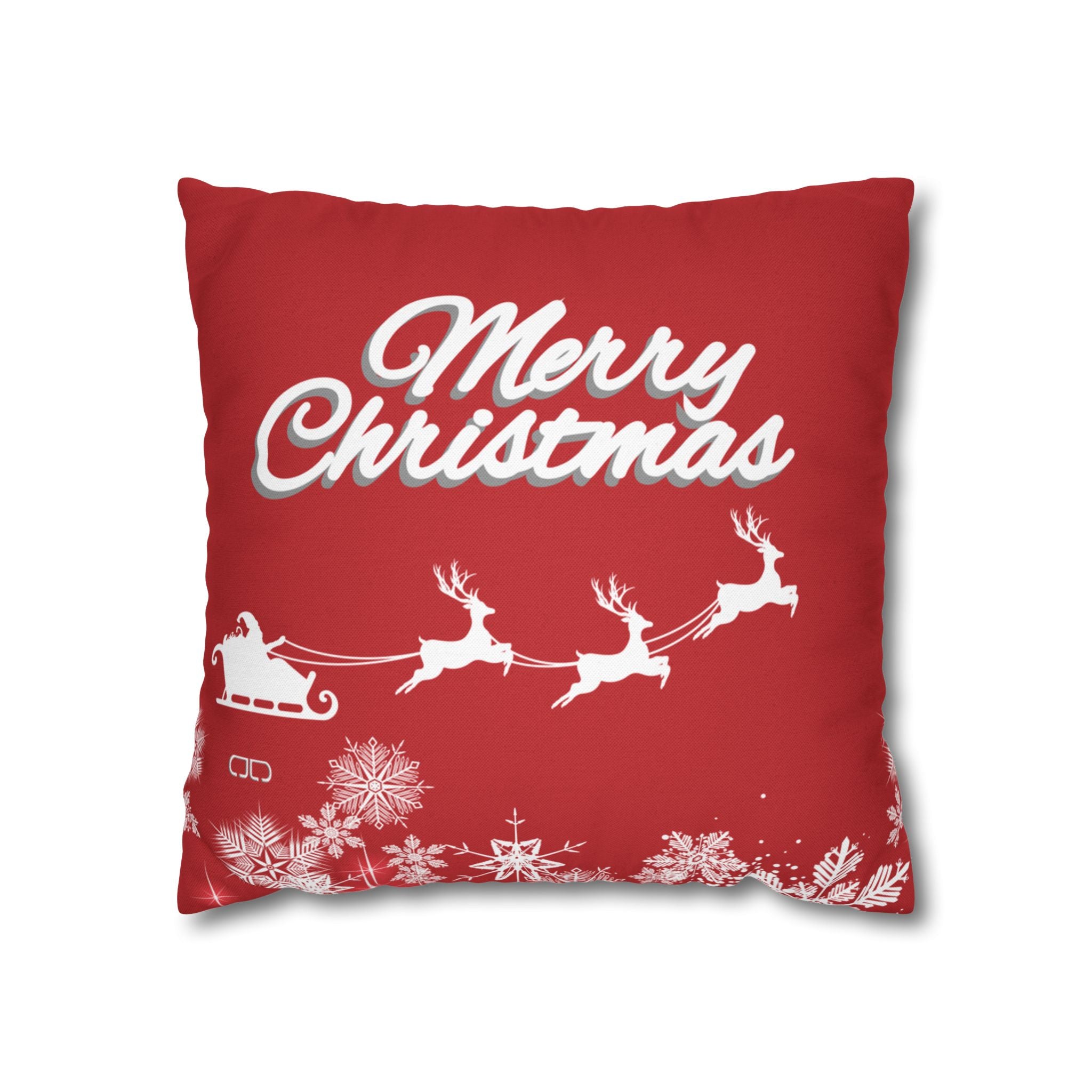 Merry Christmas Red Santa Sleigh Decorative Pillowcase
