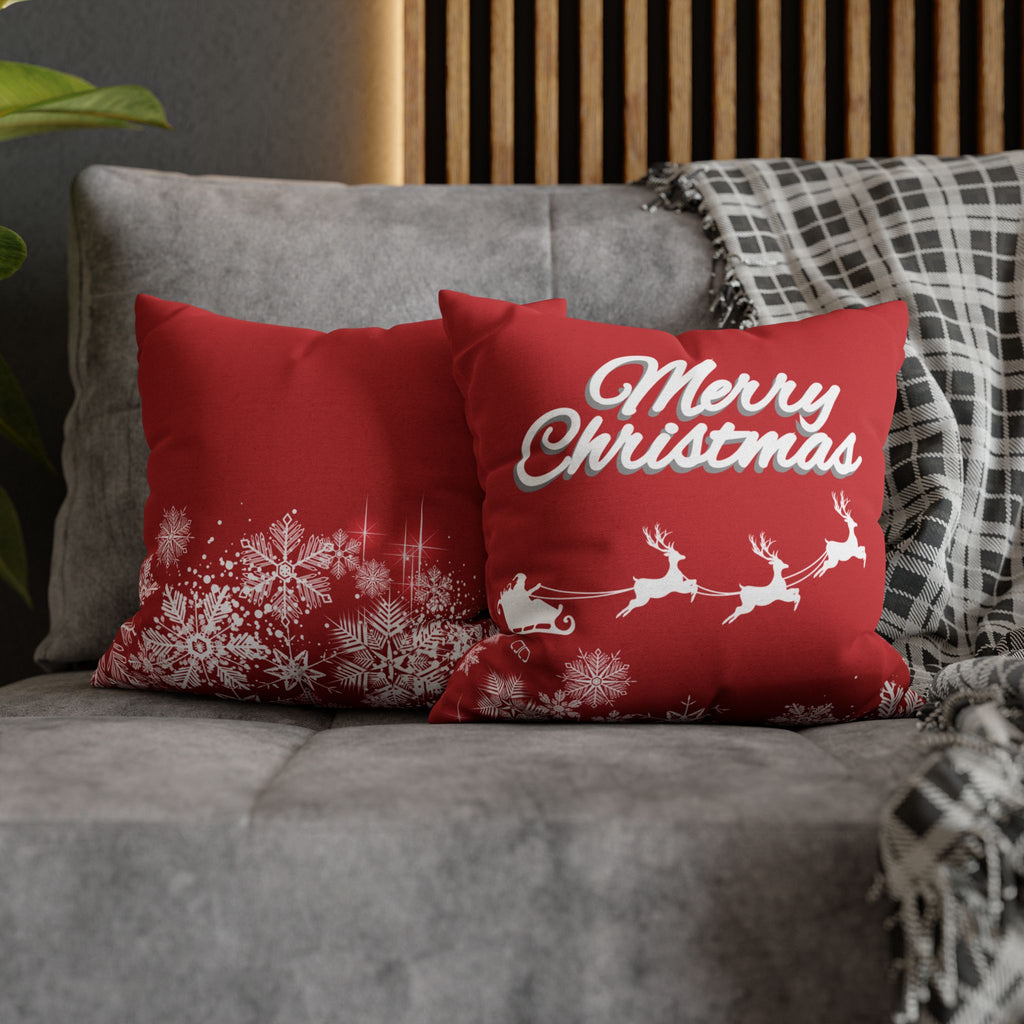 Merry Christmas Red Santa Sleigh Decorative Pillowcase