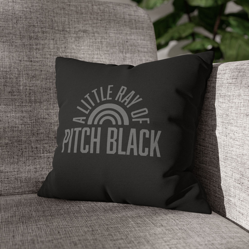 Little Ray of Pitch Black Square Pillowcase | Modern Home Decor, Cozy Accent, Thoughtful Gift, Bedroom Accessories, Relaxing Vibe