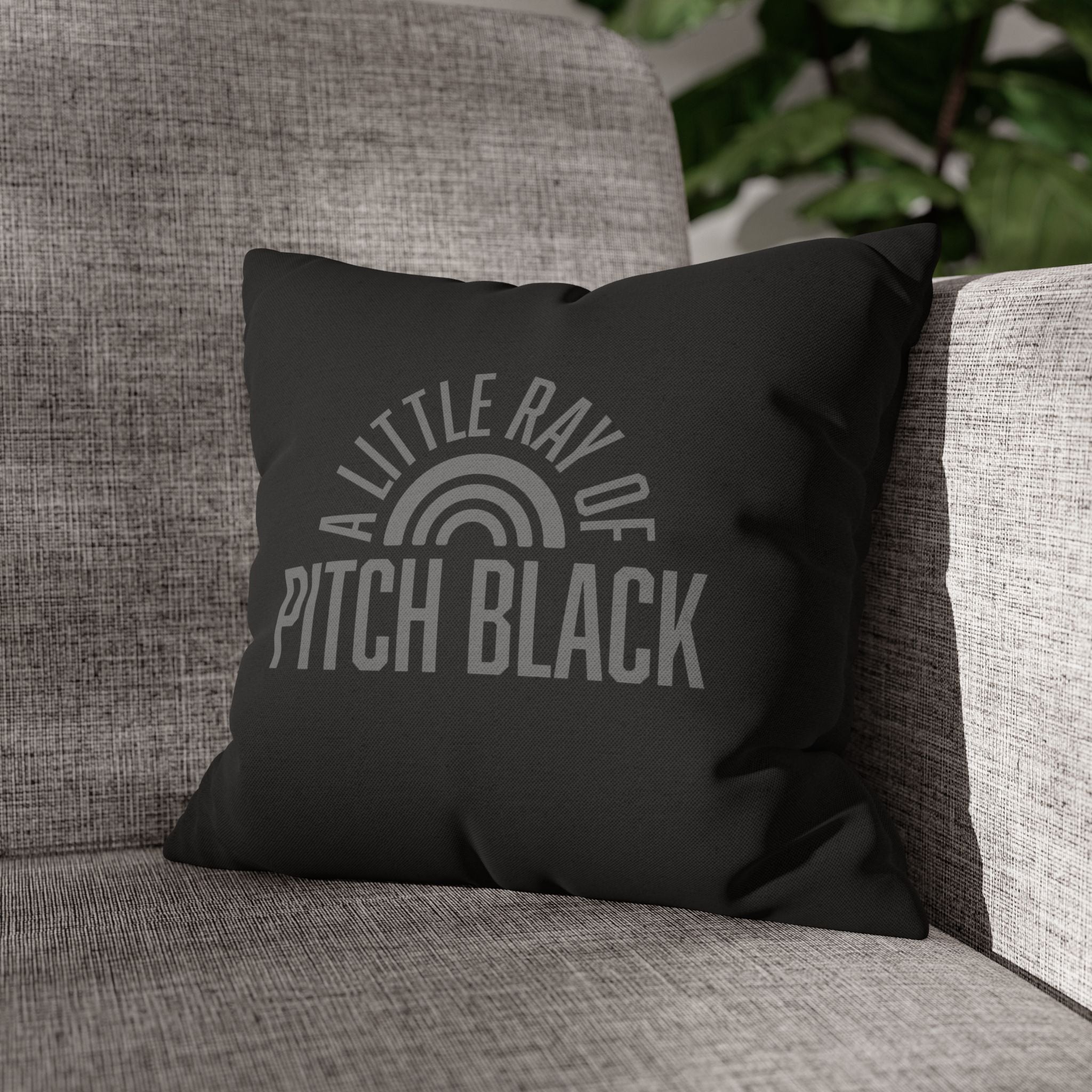 Little Ray of Pitch Black Square Pillowcase | Modern Home Decor, Cozy Accent, Thoughtful Gift, Bedroom Accessories, Relaxing Vibe