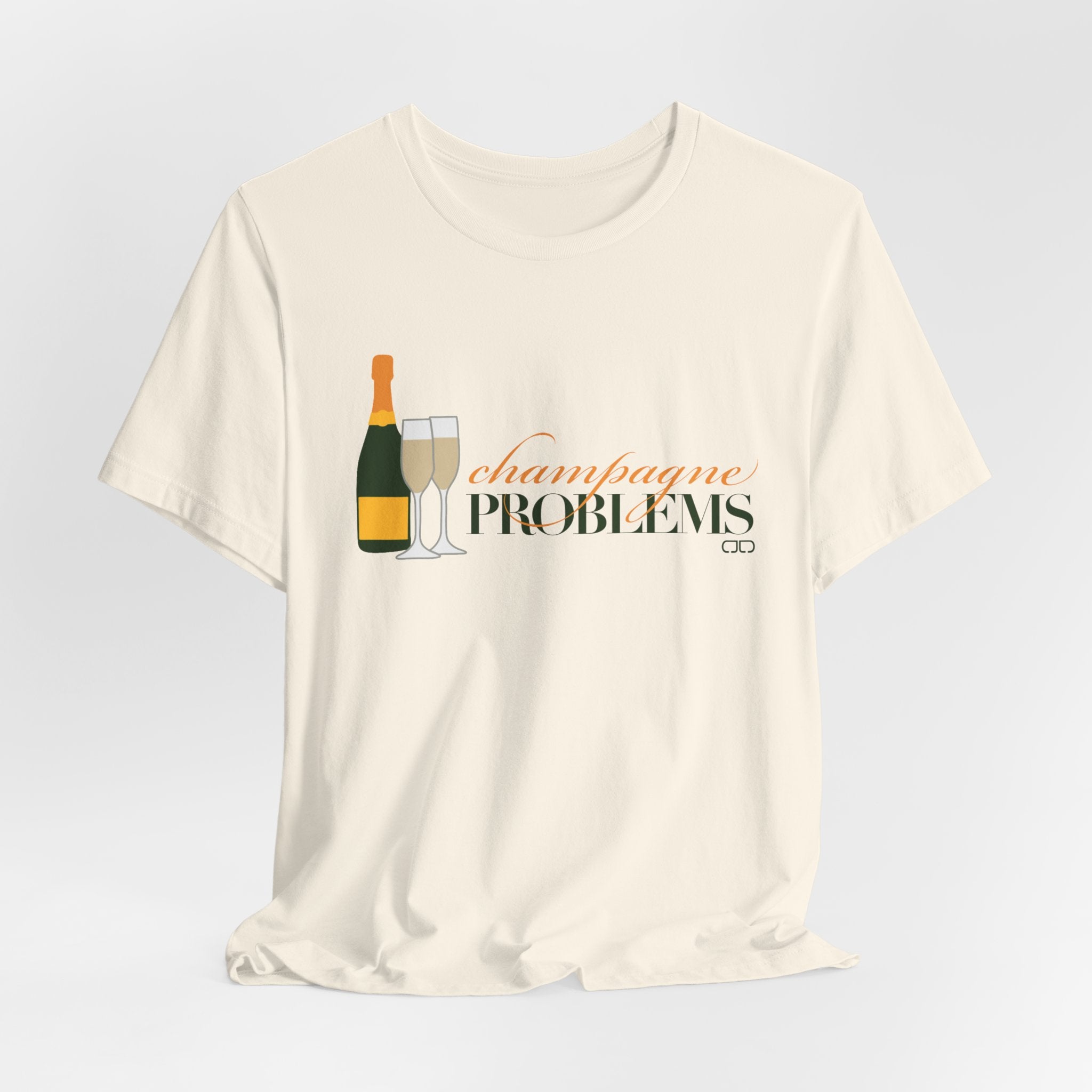 Champagne Problems Tee — Graphic Wine Bottle & Glasses Shirt