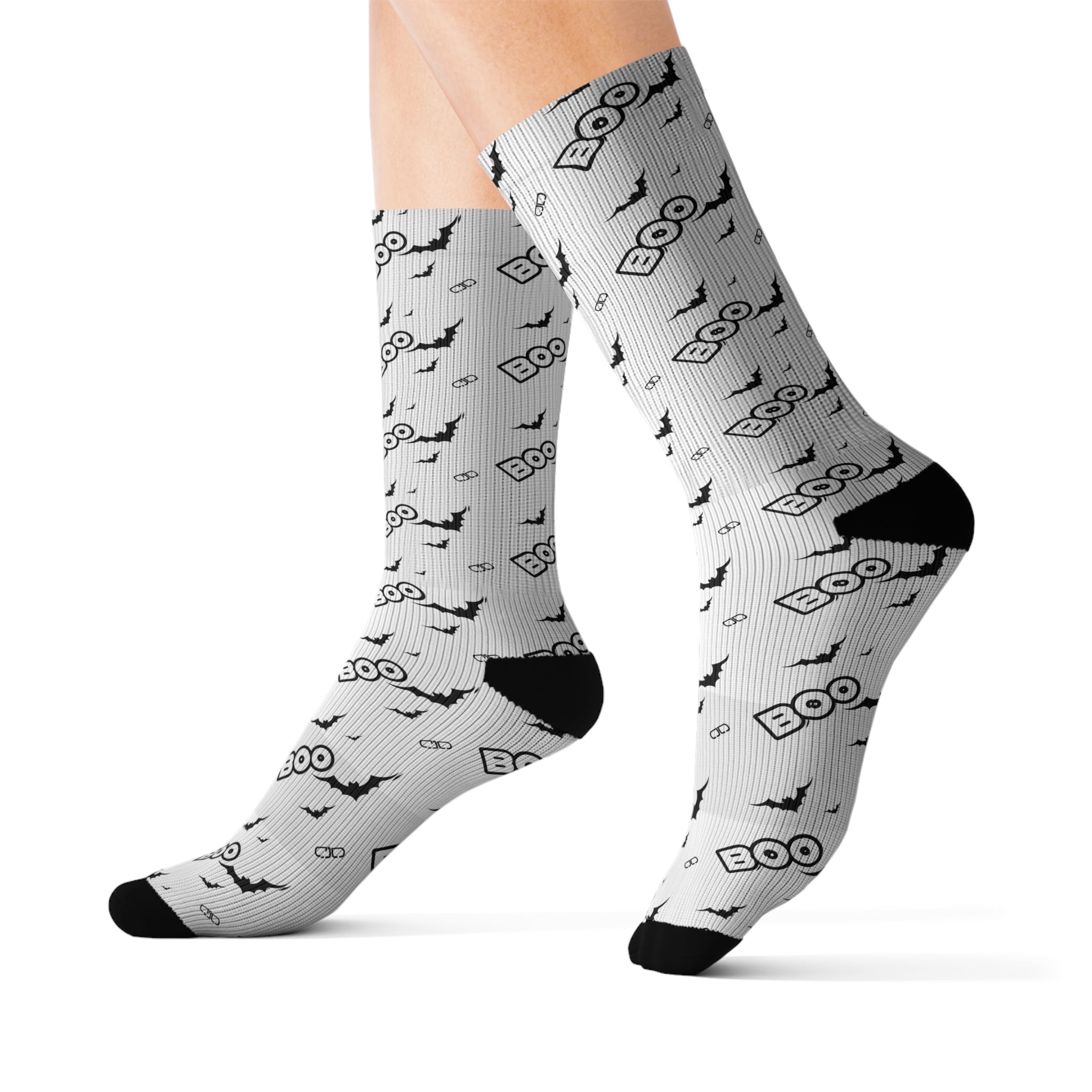 BOO Spooky Halloween Socks, Fun Novelty Socks, Boo Socks for Fall, Customizable Sublimation Socks, Unique Gift Idea