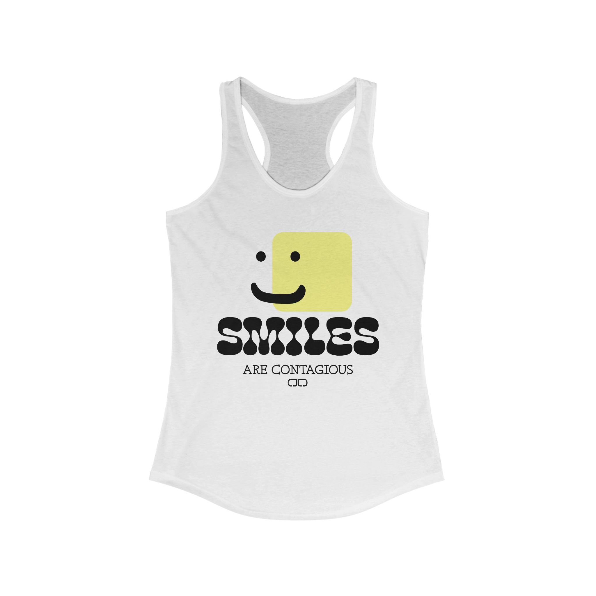 Smiles Are Contagious Racerback Tank, Women's Motivational Tee, Summer Workout Shirt, Gift for Positive Vibes, Happy Casual Wear