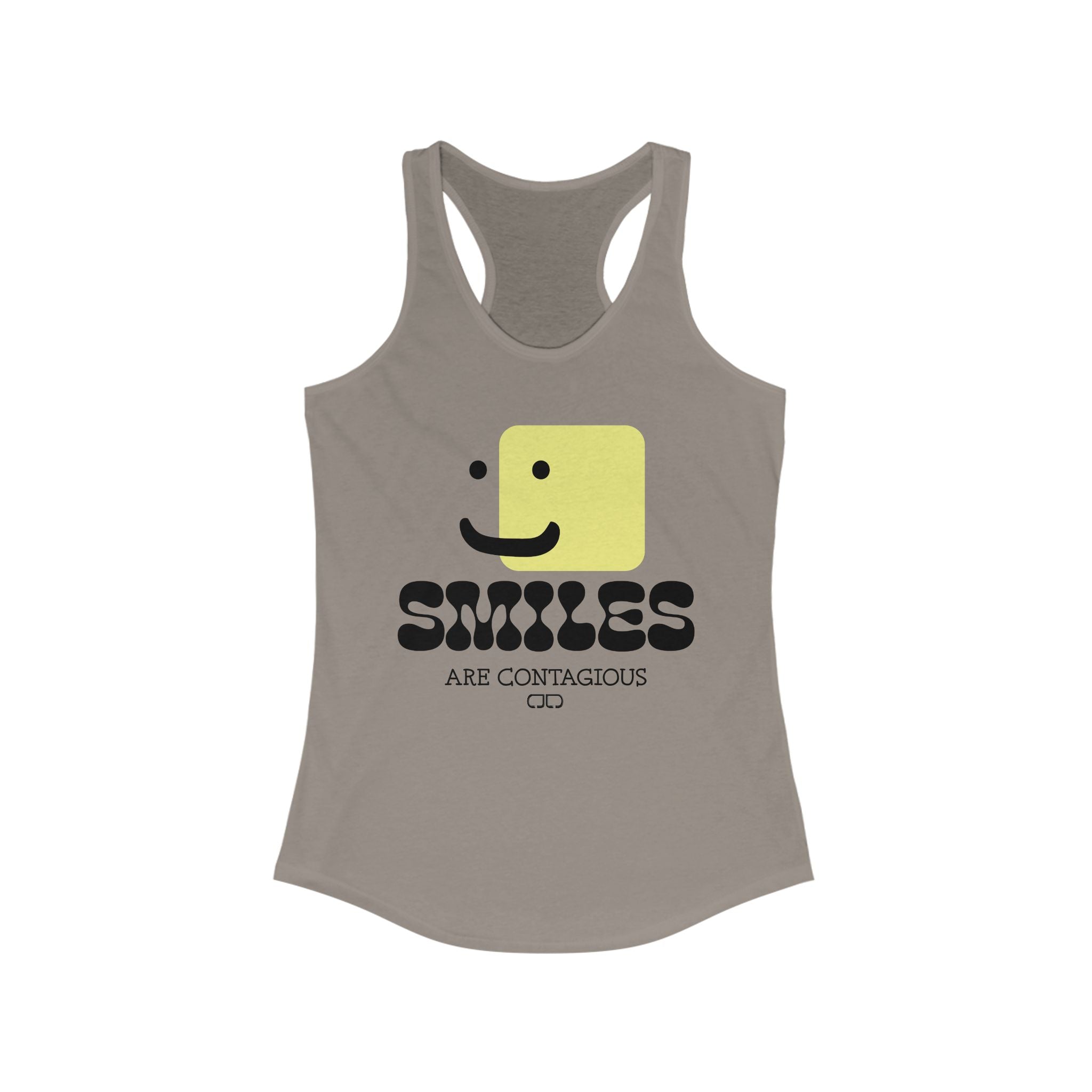Smiles Are Contagious Racerback Tank, Women's Motivational Tee, Summer Workout Shirt, Gift for Positive Vibes, Happy Casual Wear