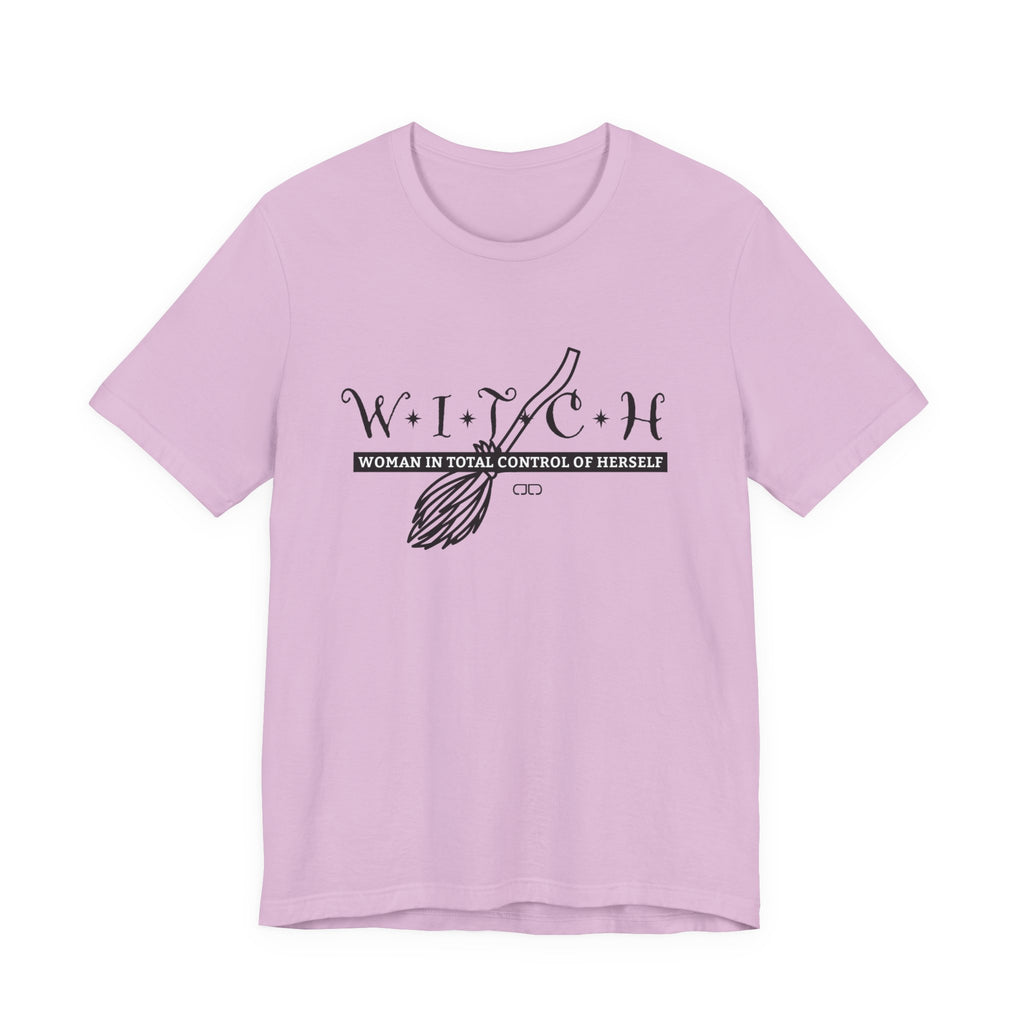 Witch Woman In Control of Herself Tee - Unisex Jersey Short Sleeve Shirt, Perfect for Witches, Gift for Halloween, Spiritual Wear, Self-Empowerment Apparel