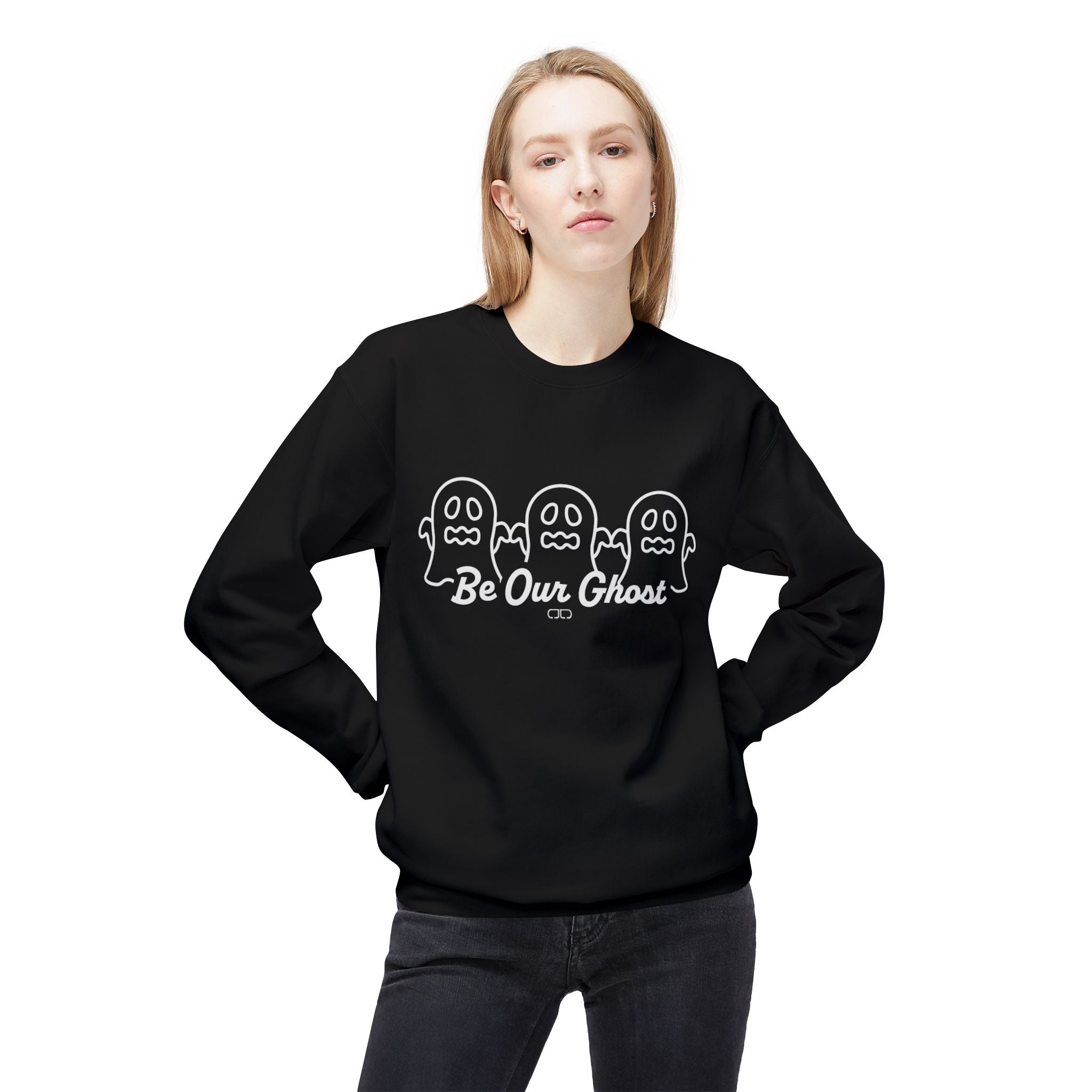 Be Our Ghost Crewneck, Ghost-Themed Fleece Sweatshirt, Halloween Apparel, Cozy Fall Sweater, Unisex Sweatshirt