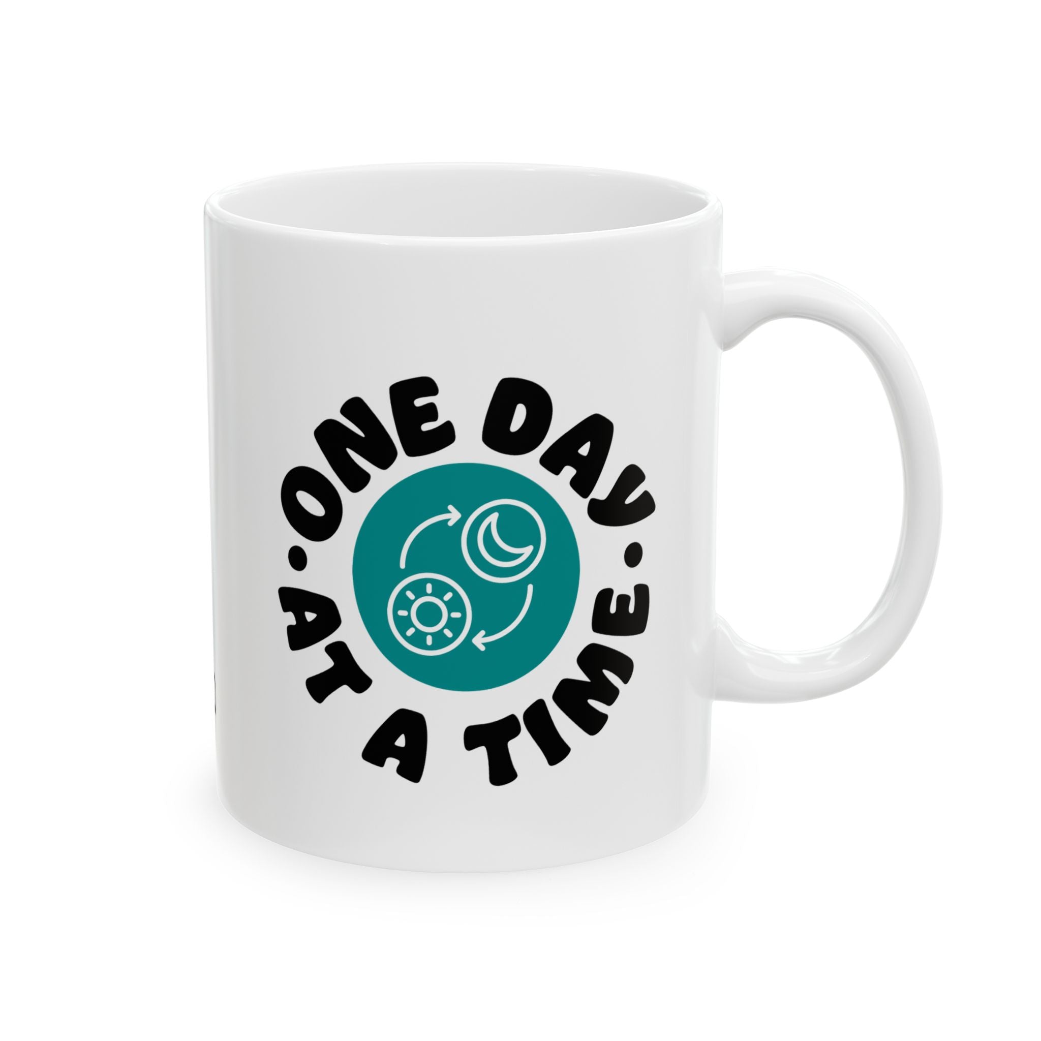 One Day At A Time Ceramic Mug with Positive Vibes Design, Motivational Coffee Cup, Gift for Friends, Inspirational Mug, Home or Office Decor